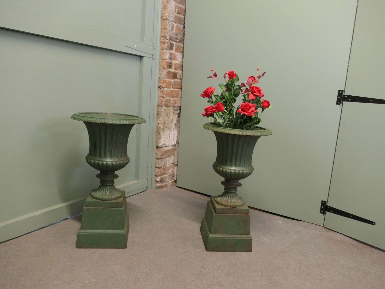 A Pair Of Cast Iron Urns, Garden Planters photo furniture