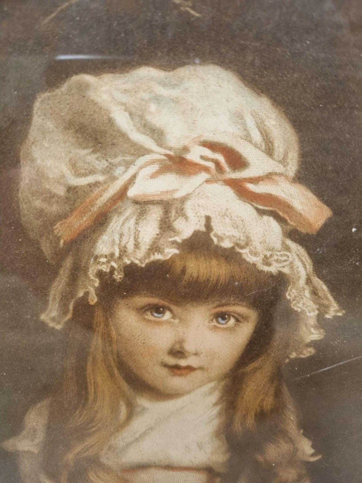 Antique Oval Portrait Of A Young Girl / Framed Print / C.1910 photo furniture