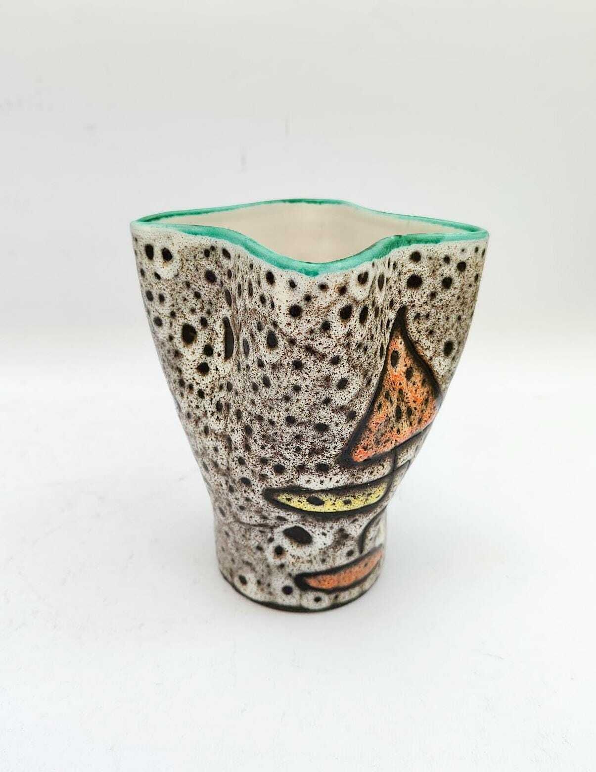 Vallauris Ceramic Vase Designed By Marius Bessone, Vintage, Mid Century Modern, Capron Era photo vinterior