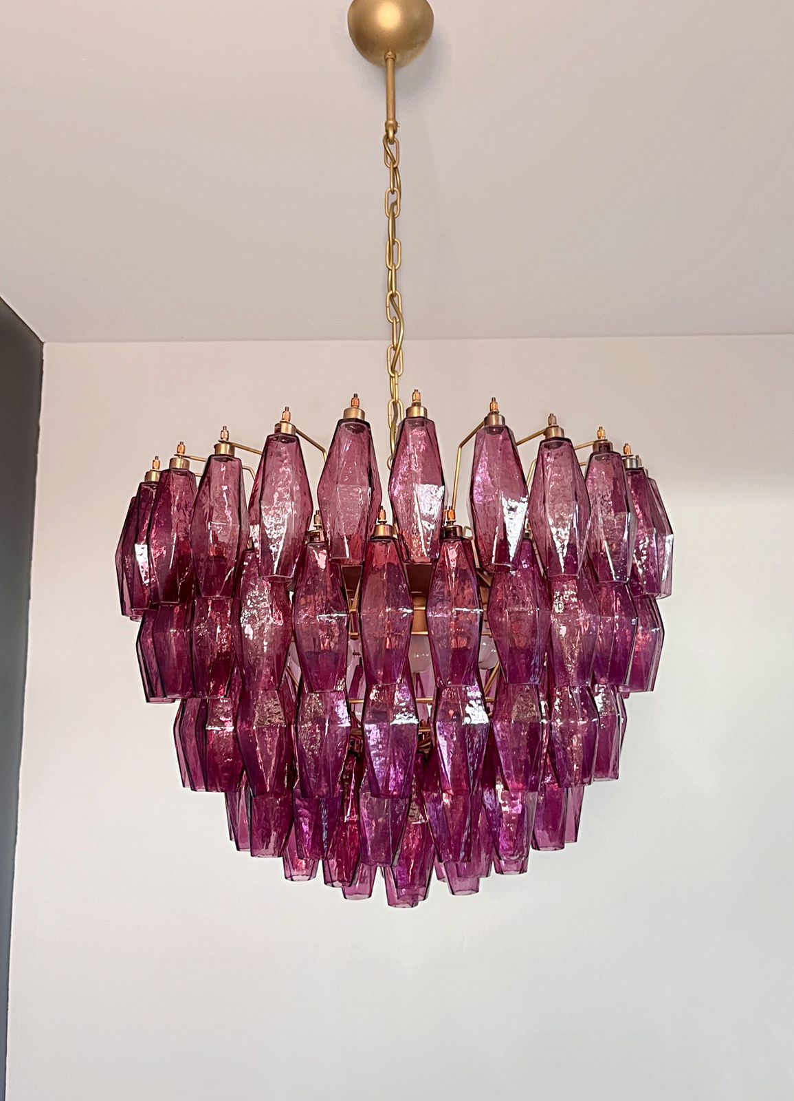 Amazing Murano Glass Candelier – 111  Amethyst Poliedri photo vintage