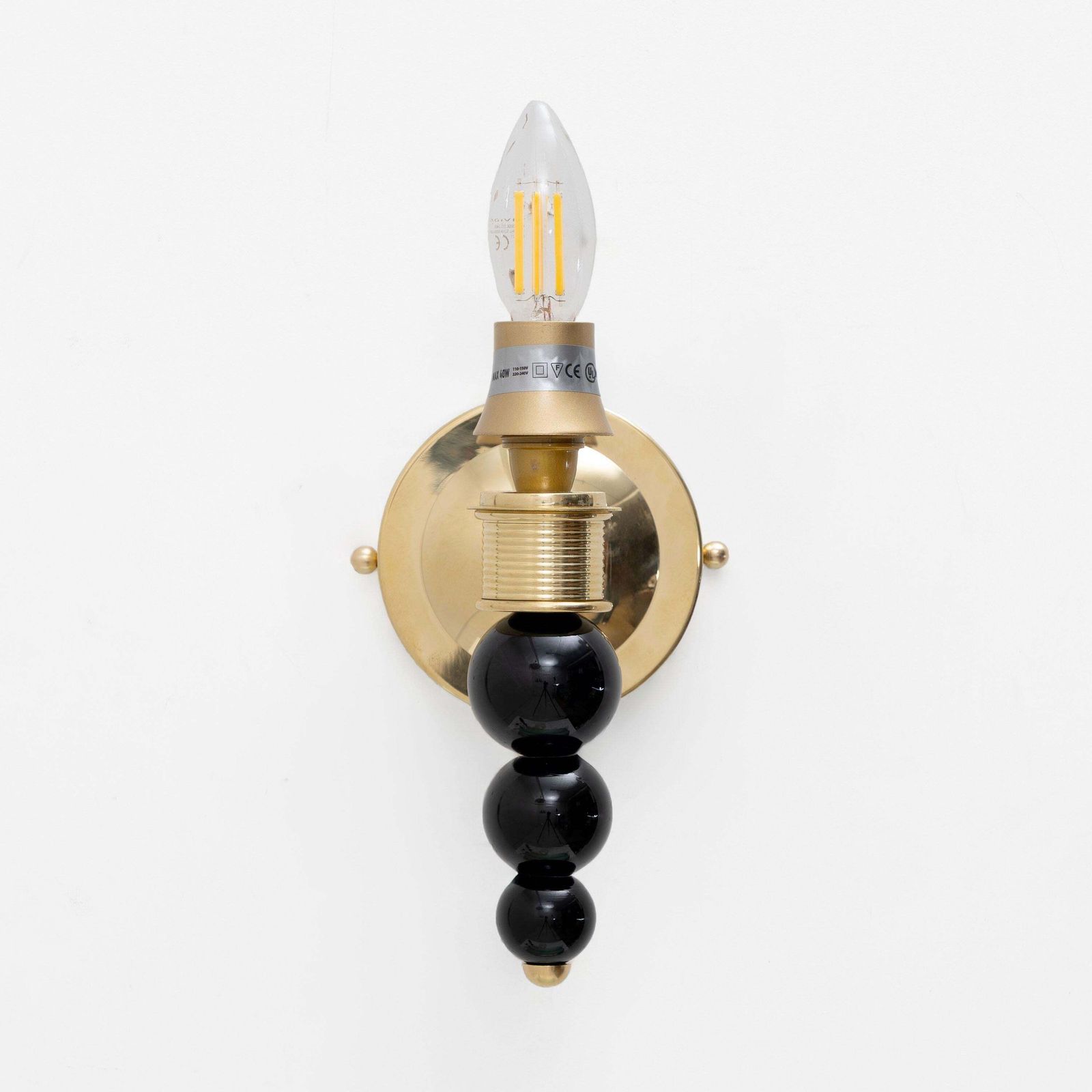 photo for sale Pair Of Italian Murano Glass Wall Sconces With Gold Dust Inclusions And Brass