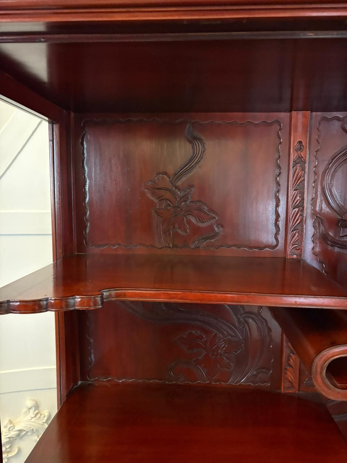 Fabulous Antique Japanese Red Lacquer Hardwood Display Cabinet photo vinterior