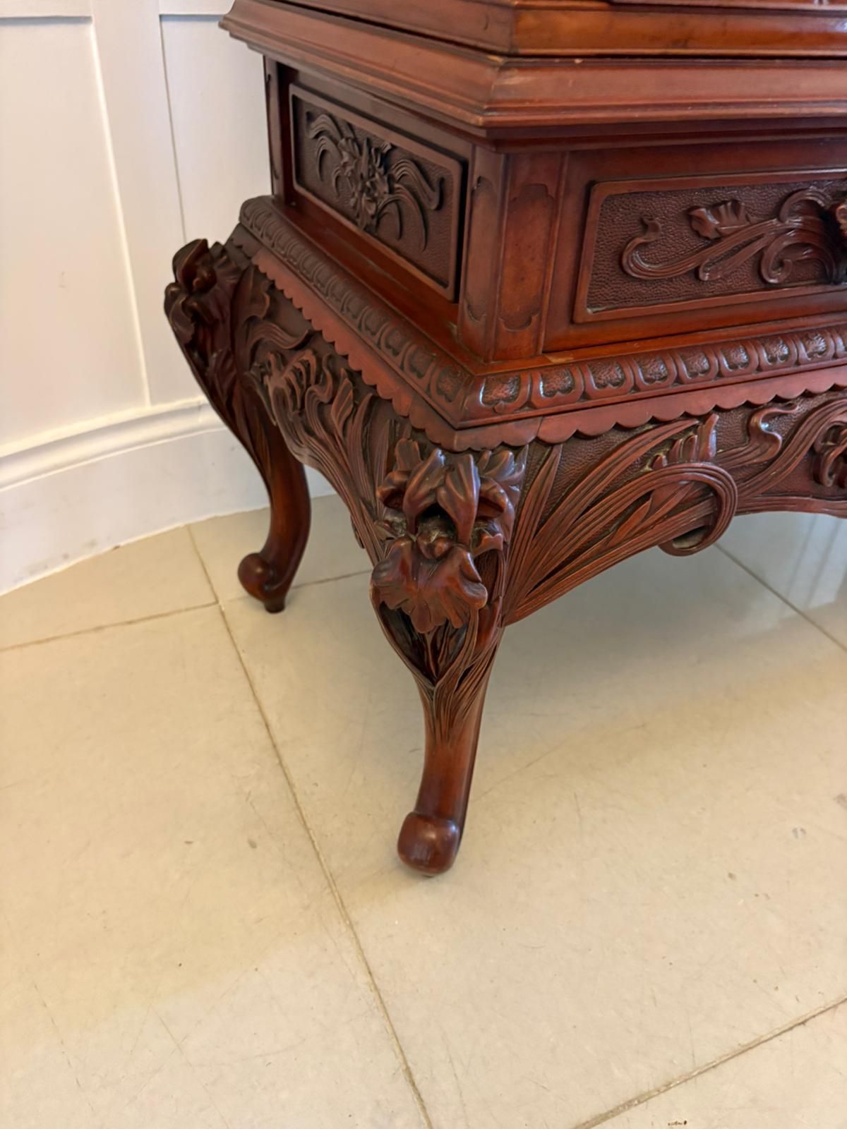 photo furniture Fabulous Antique Japanese Red Lacquer Hardwood Display Cabinet