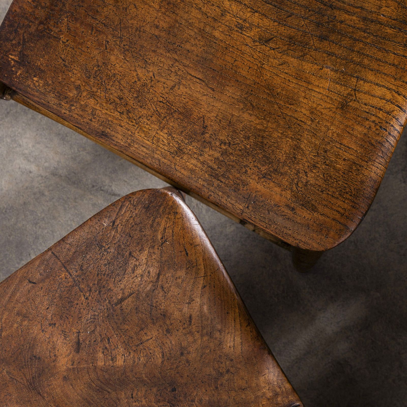 1940’s English Solid Ash And Elm Children’s Chapel Chairs – Set Of Five photo Furniture