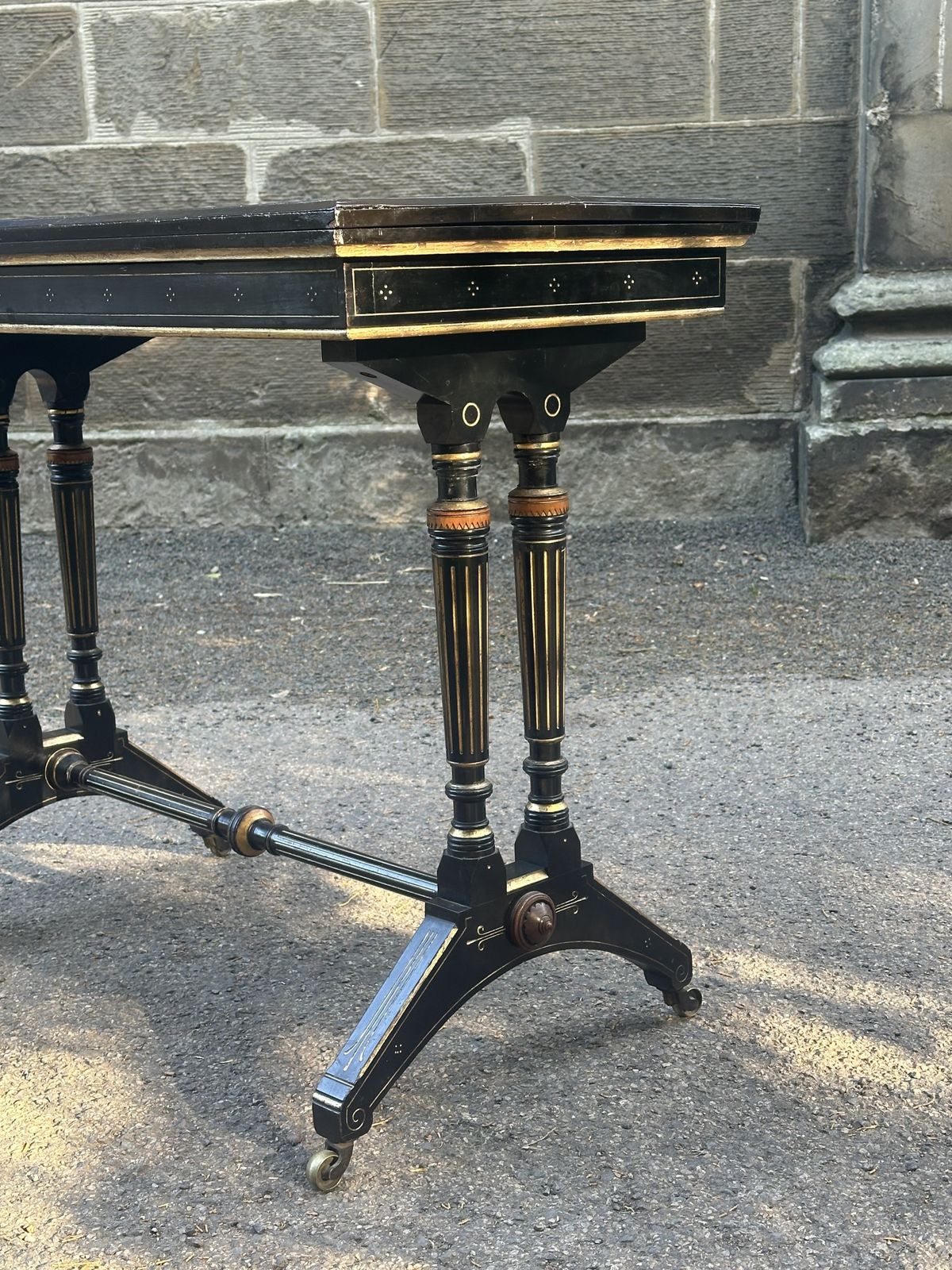 Lamb Of Manchester: An Ebonised, Amboyna And Parcel Gilt Card Table C.1875 photo vinterior