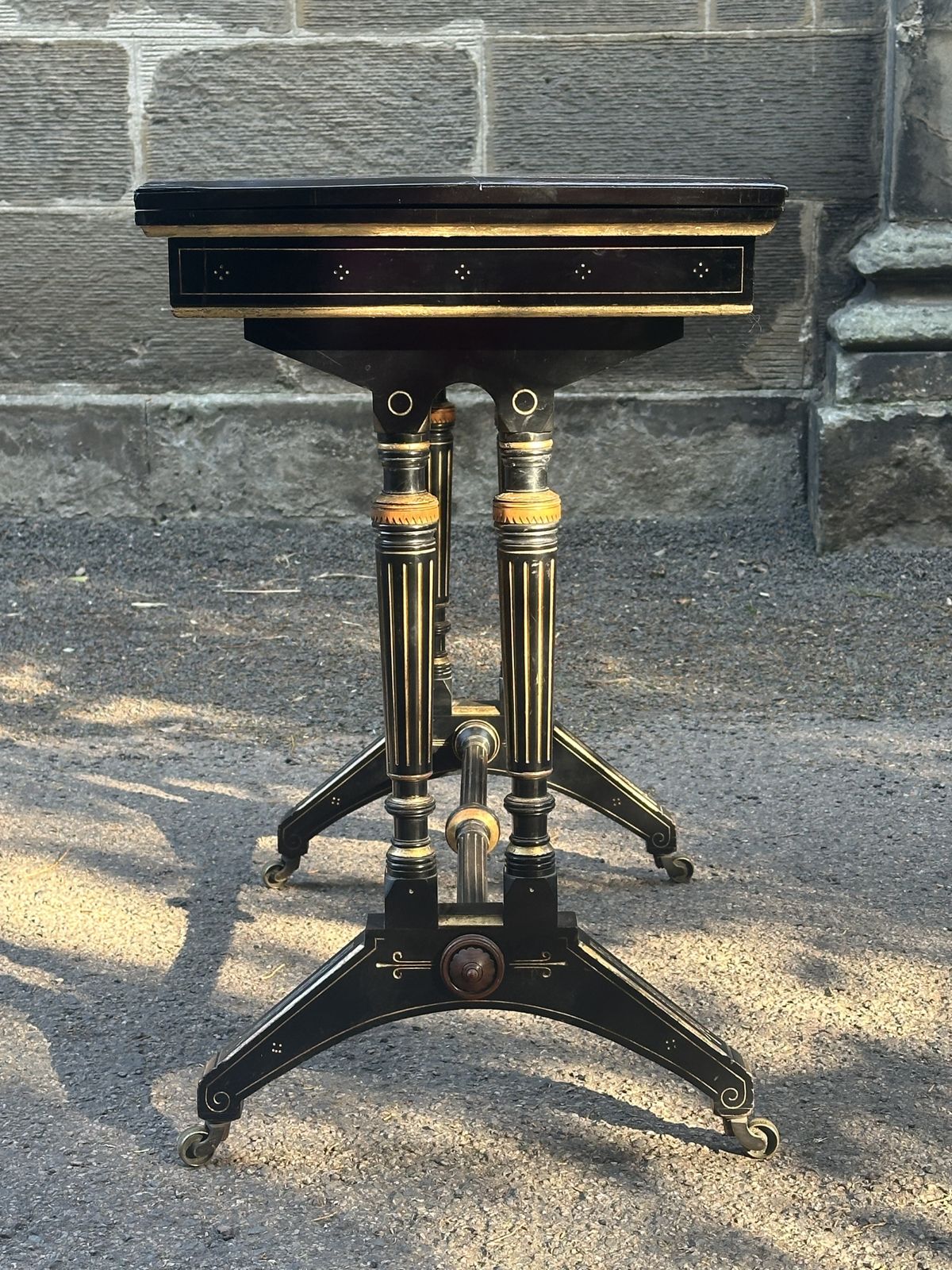 photo for sale Lamb Of Manchester: An Ebonised, Amboyna And Parcel Gilt Card Table C.1875
