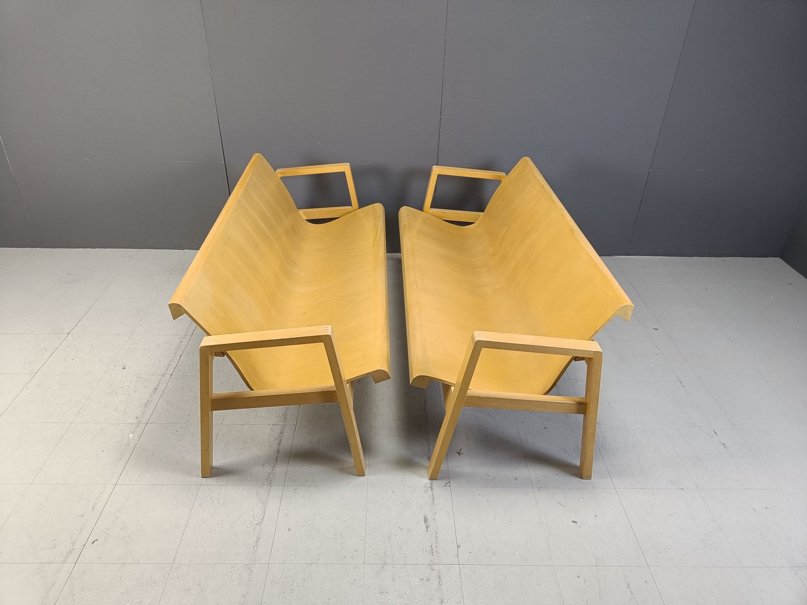 Mid Century Plywood Benches In The Manner Of Alvar Aalto, 1960   Set Of 2 photo 1500.0