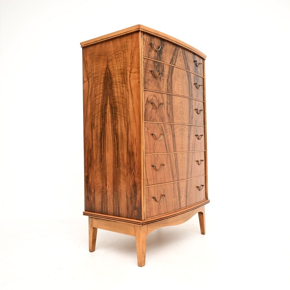 photo furniture Danish Vintage Walnut And Brass Chest Of Drawers
