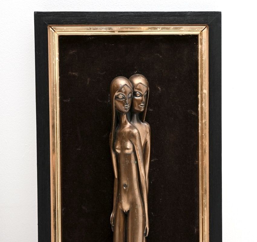 Pair Of Vintage Framed Bronze Sculptures By Giovanni Schoeman photo 585.0