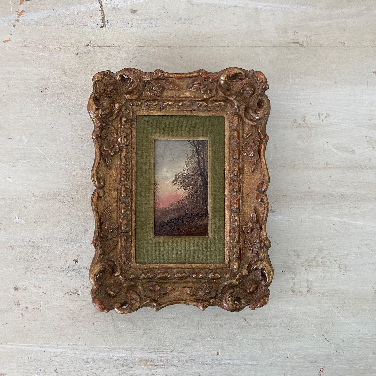 Gathering Wood   Antique Miniature Original Oil Painting   British Artist photo buy