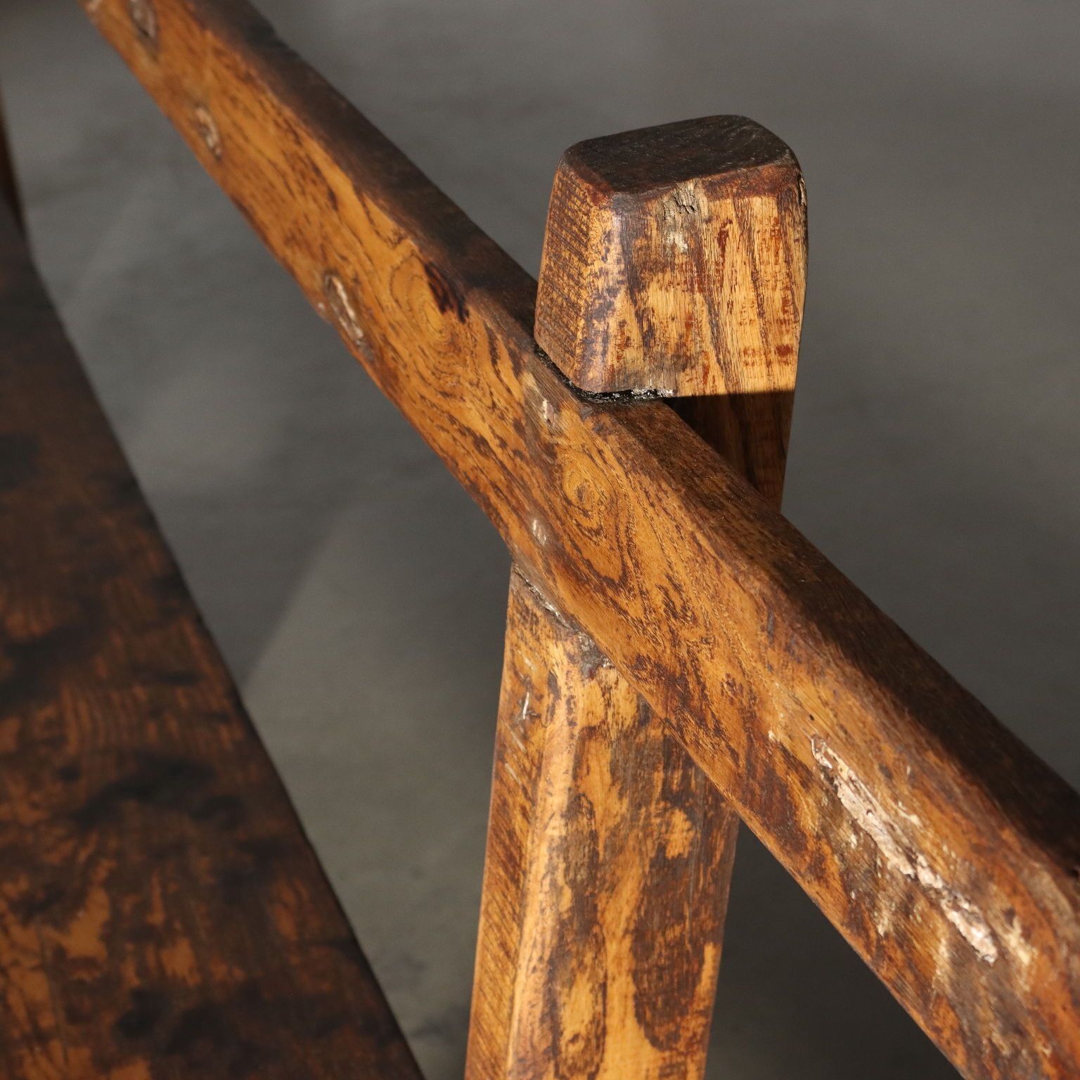 Antique Benches Chestnut Conservative Restoration Italy XX Century photo 1180.0