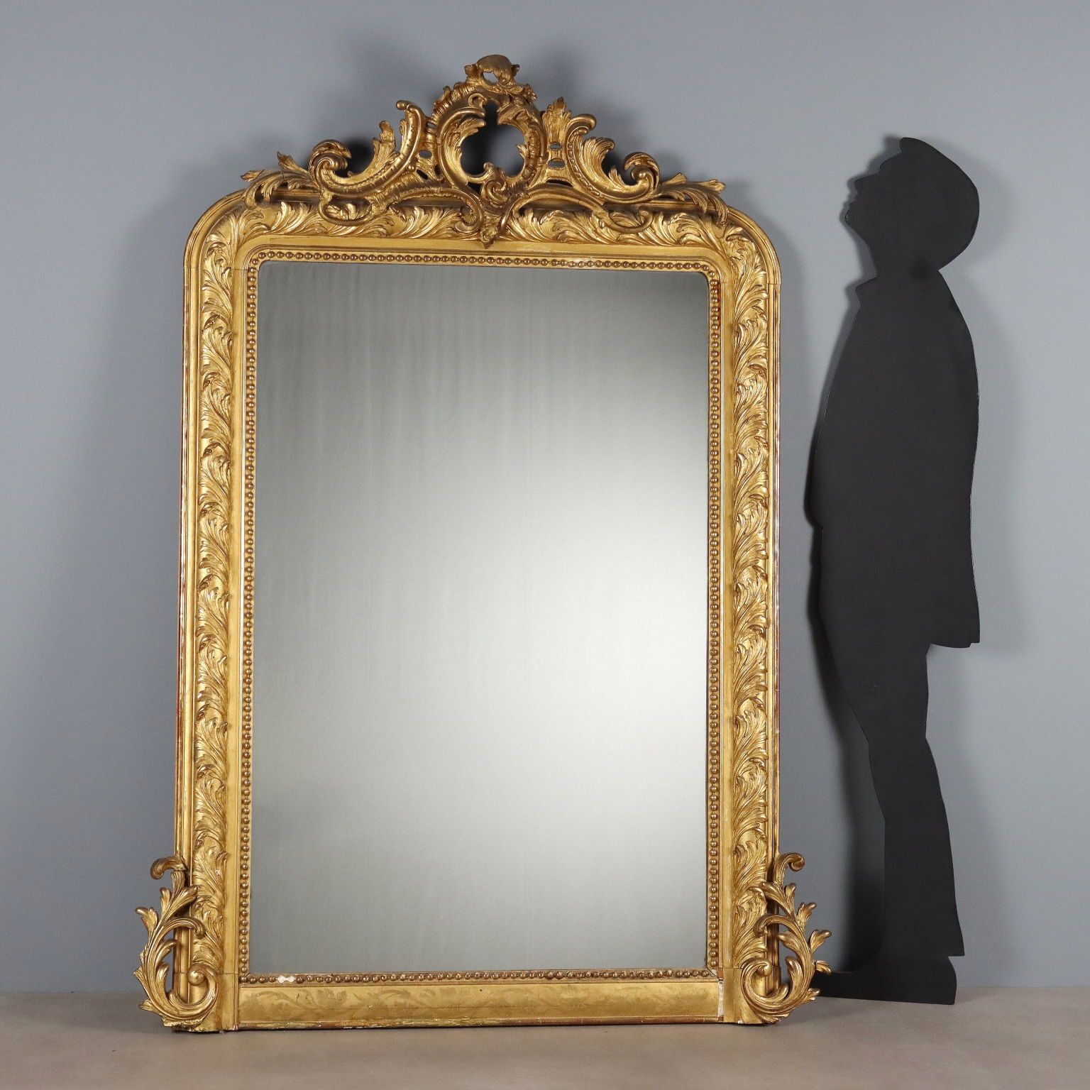 Antique Eclectic Style Mirror Gilded Fir Carved Italy XIX Century photo for sale