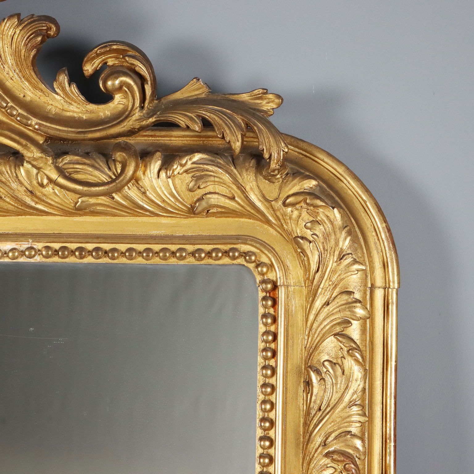Antique Eclectic Style Mirror Gilded Fir Carved Italy XIX Century photo vinterior