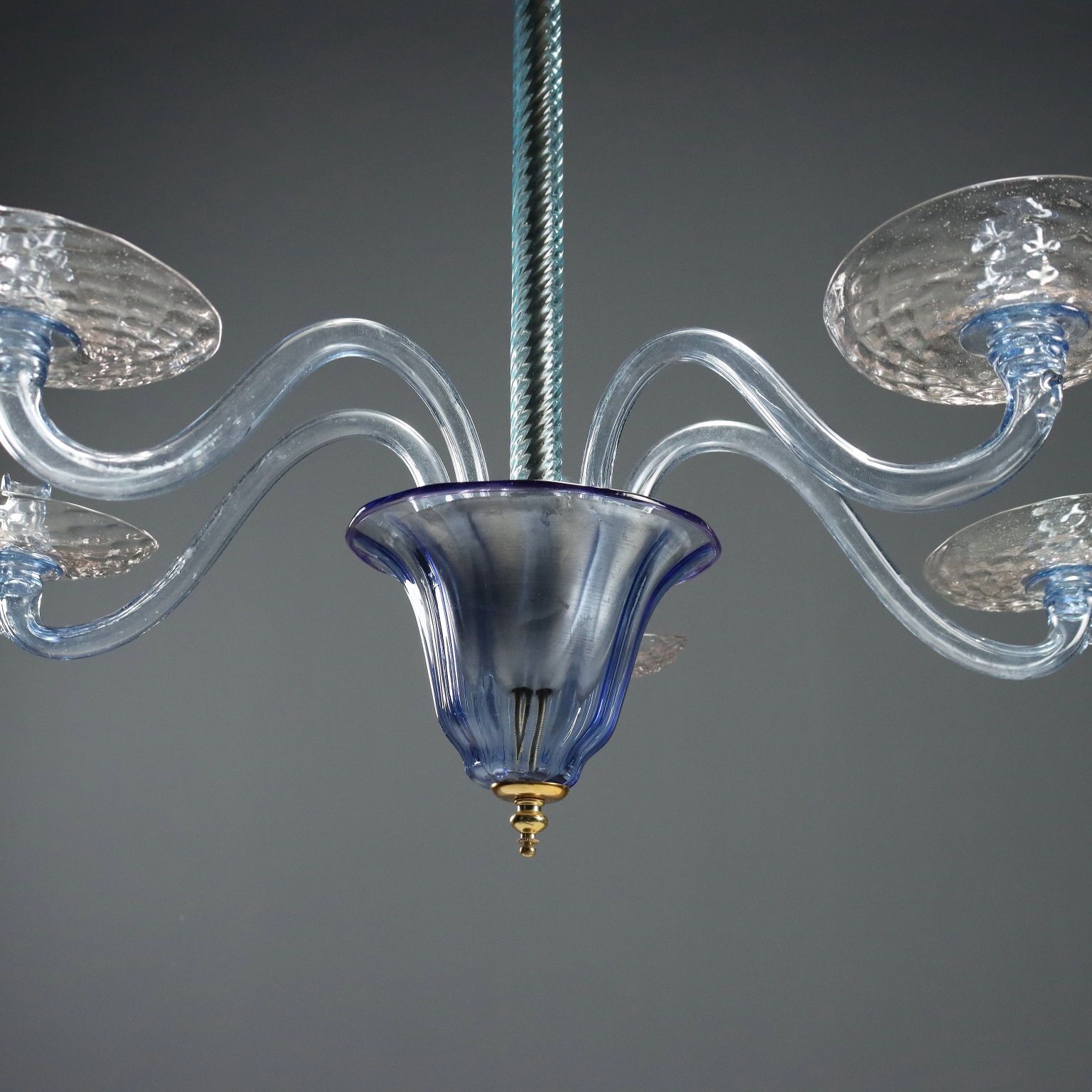 Antique Chandelier Blown Glass 5 Lights Murano Italy XIX Century photo for sale