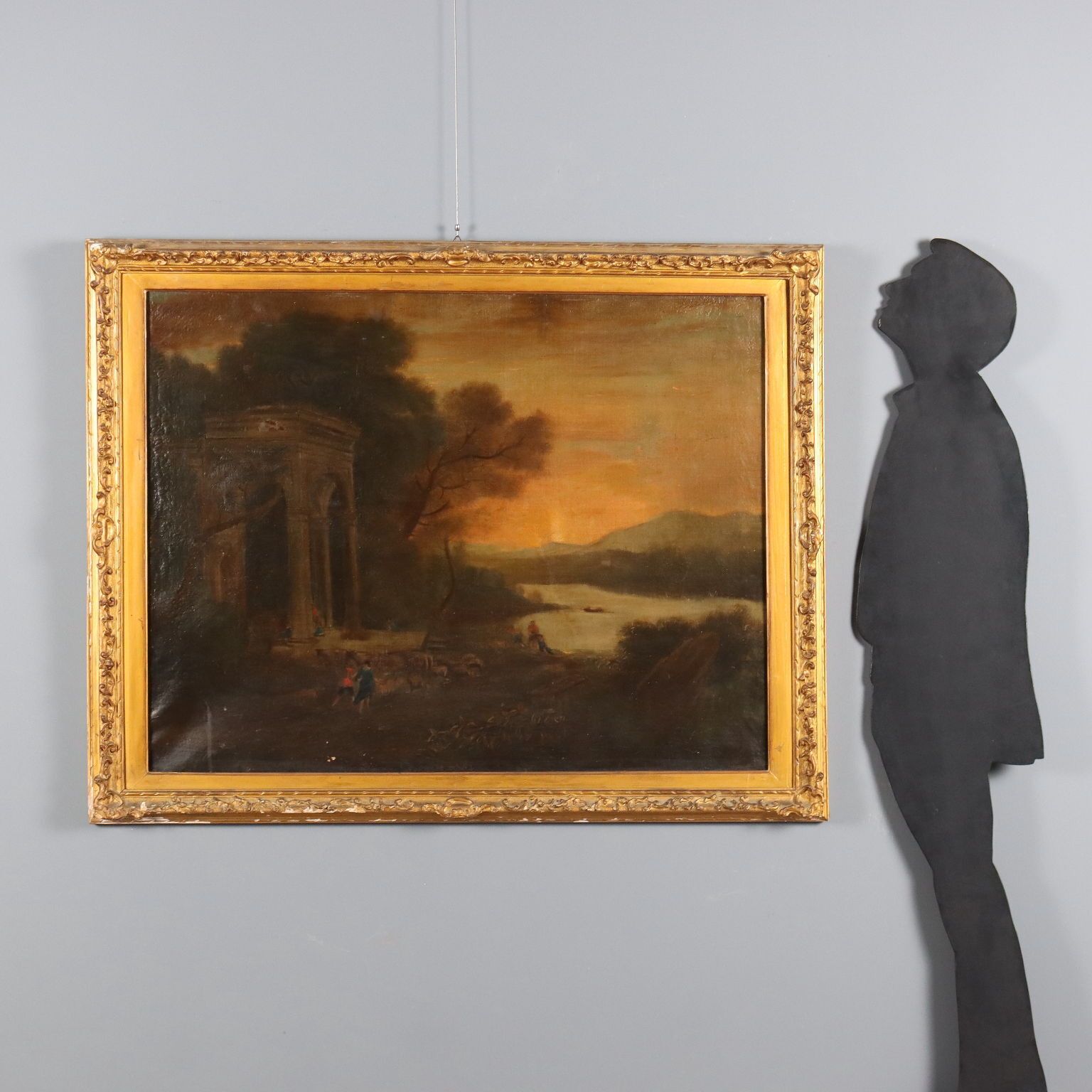 Antique Painting Landscape With Architecture Oil On Canvas '700 photo furniture
