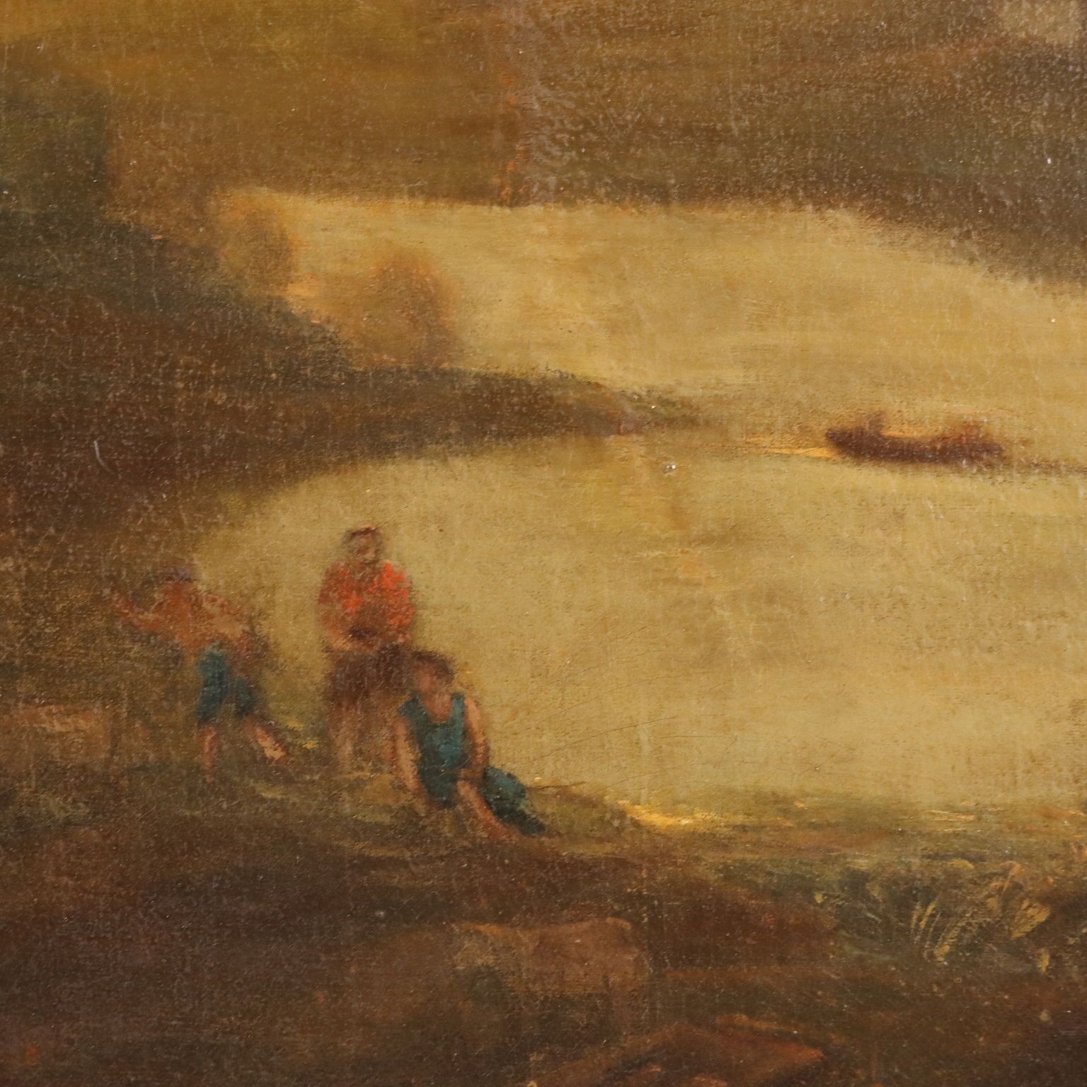 Antique Painting Landscape With Architecture Oil On Canvas '700 photo 1620.0