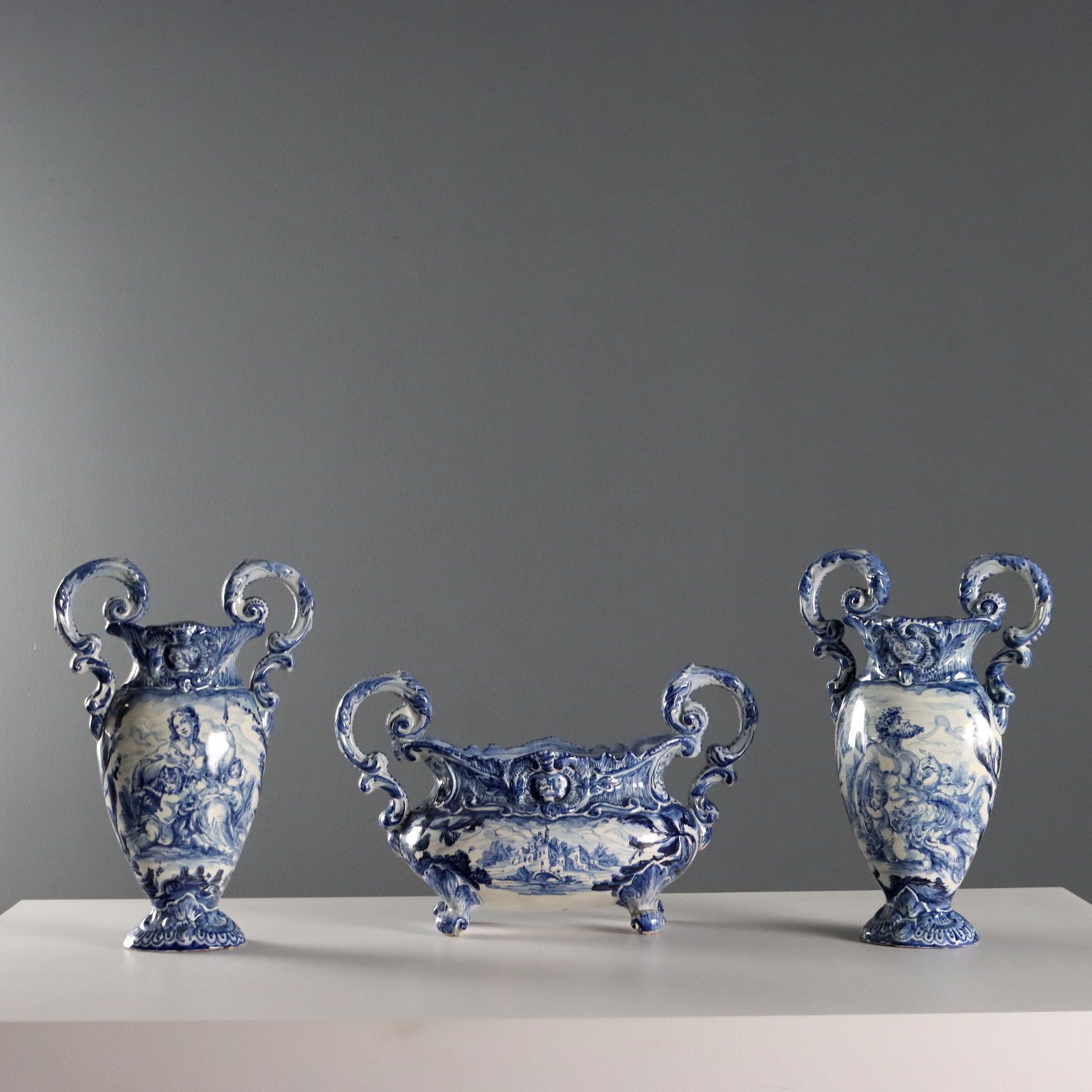 Antique Triptych Of Vases Giuseppe Mazzotti Albissola XX Century