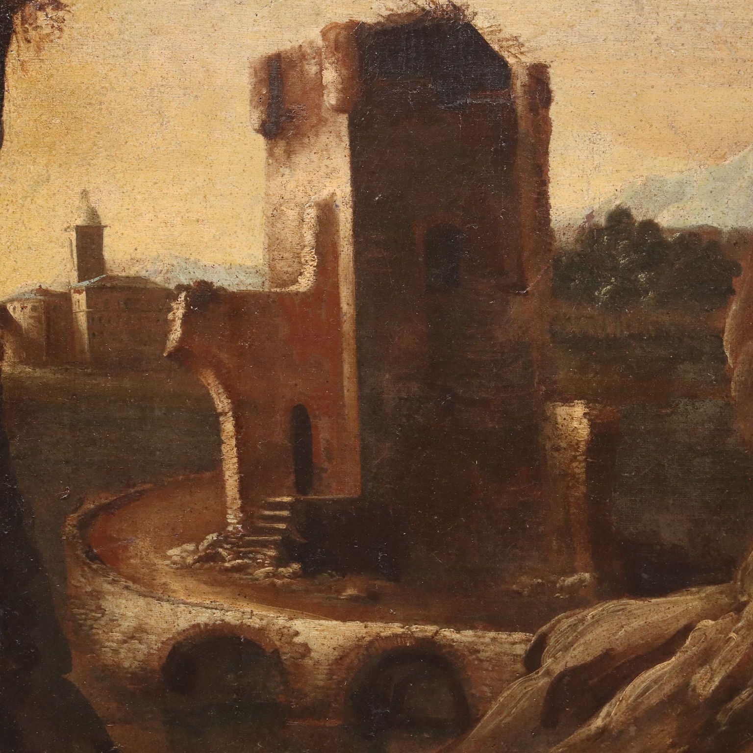Antique Painting Landscape With Saint Oil On Canvas XVIII XIX Century photo 3980.0