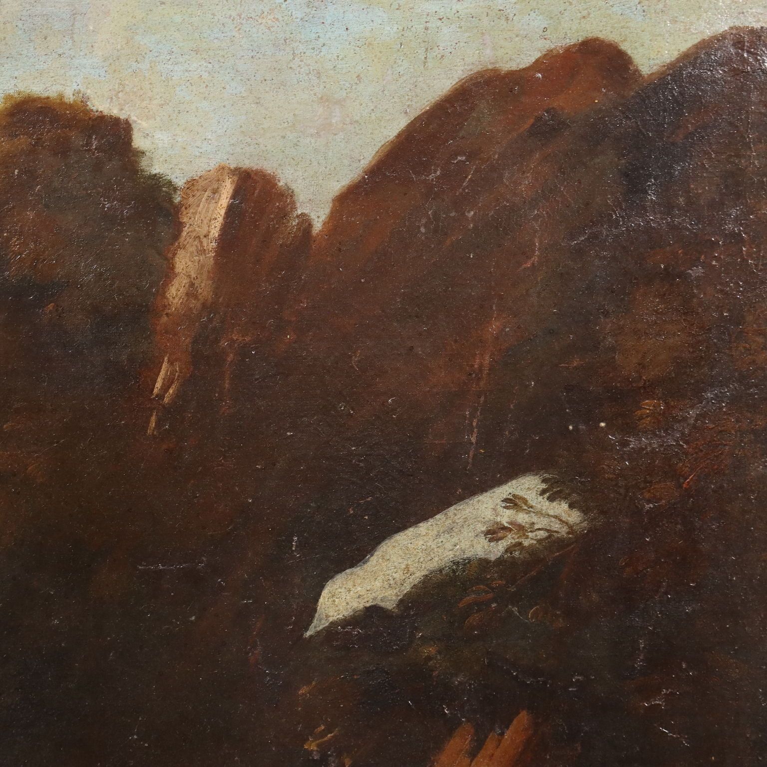 Antique Painting Landscape With Saint Oil On Canvas XVIII XIX Century photo vinterior