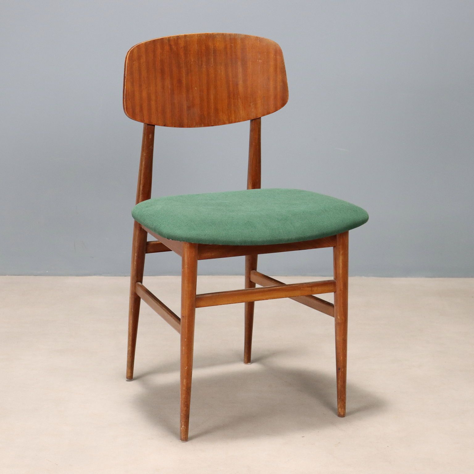 Vintage Chair Wood Orginal Fabric Design Italy 1960s