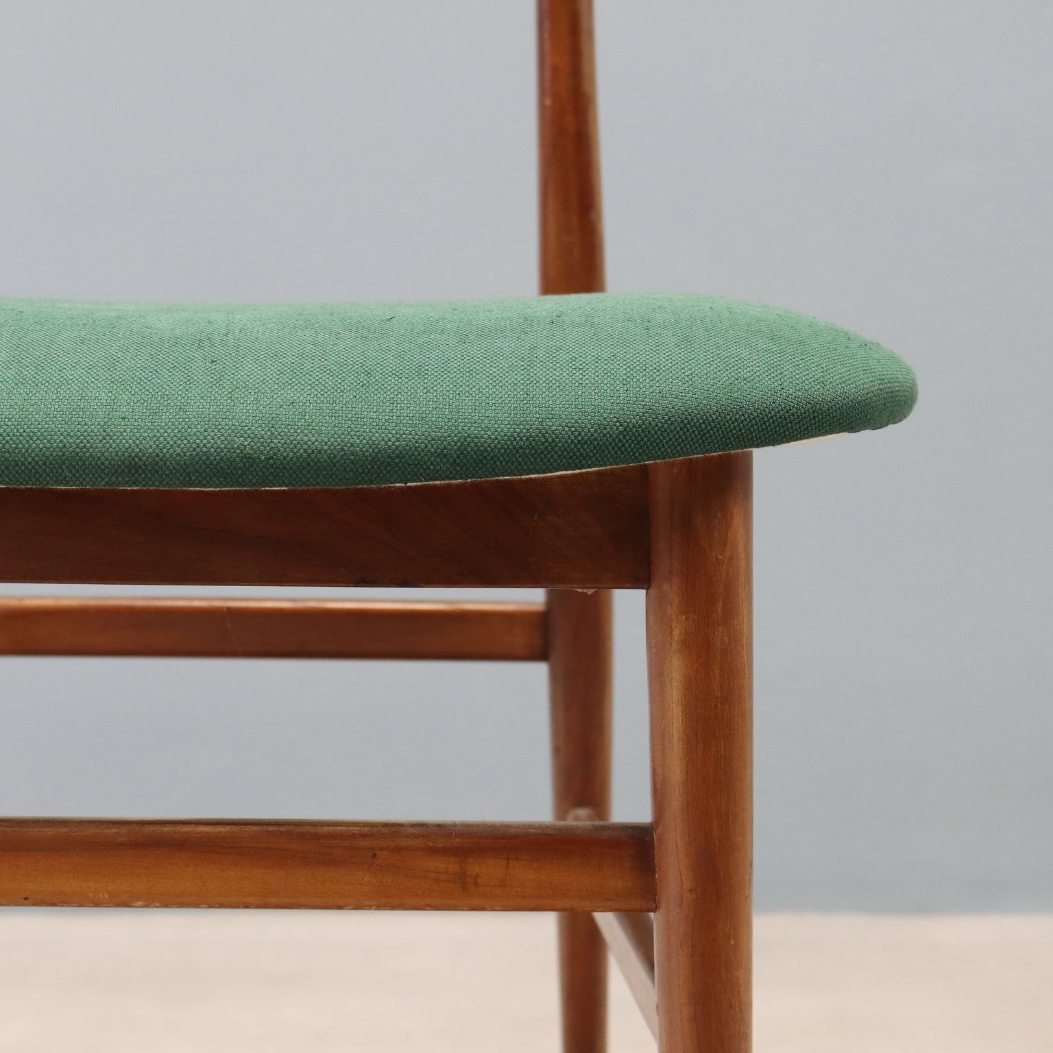 Vintage Chair Wood Orginal Fabric Design Italy 1960s photo Furniture