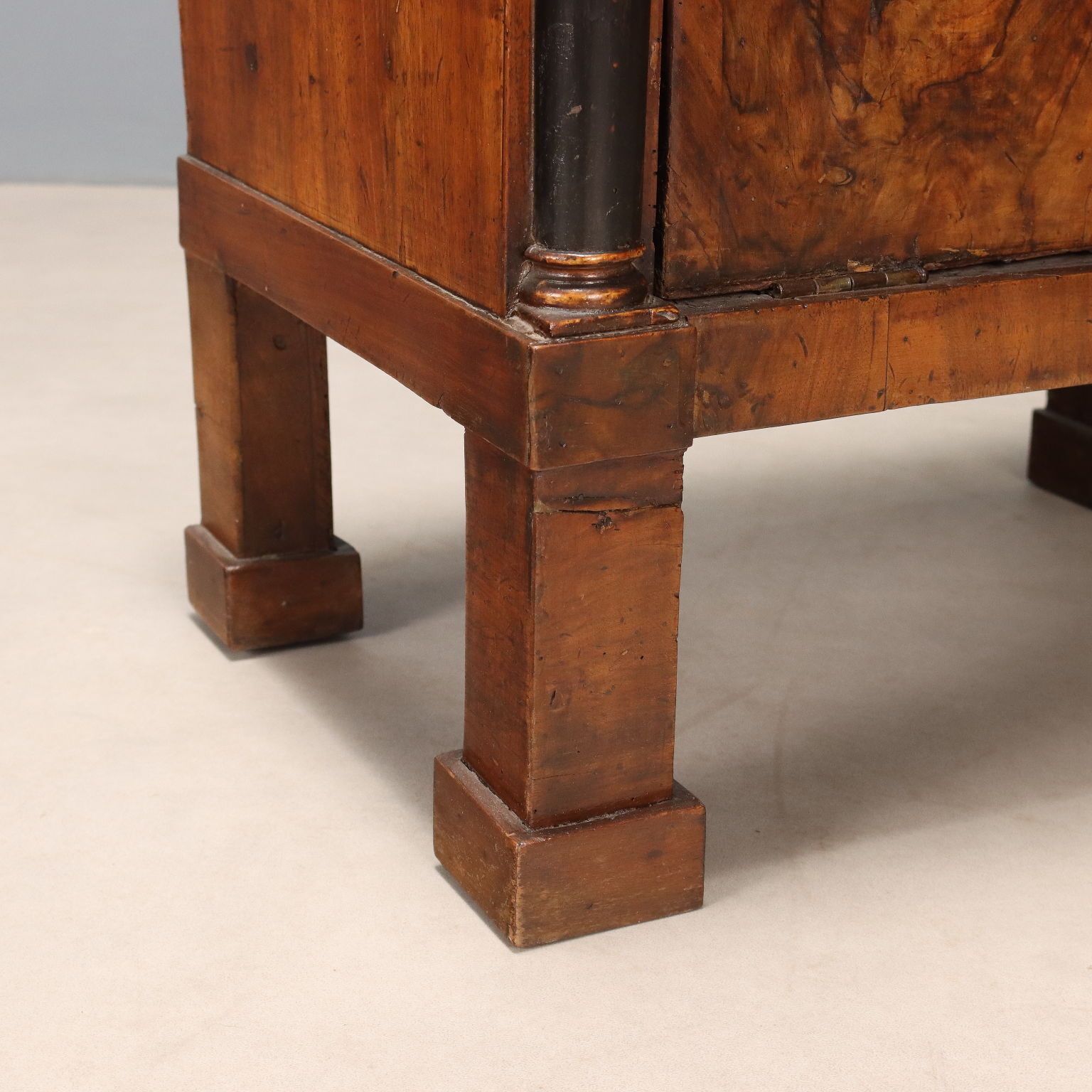 Antique Bedside Table Empire Walnut Poplar Italy XIX Century photo vintage