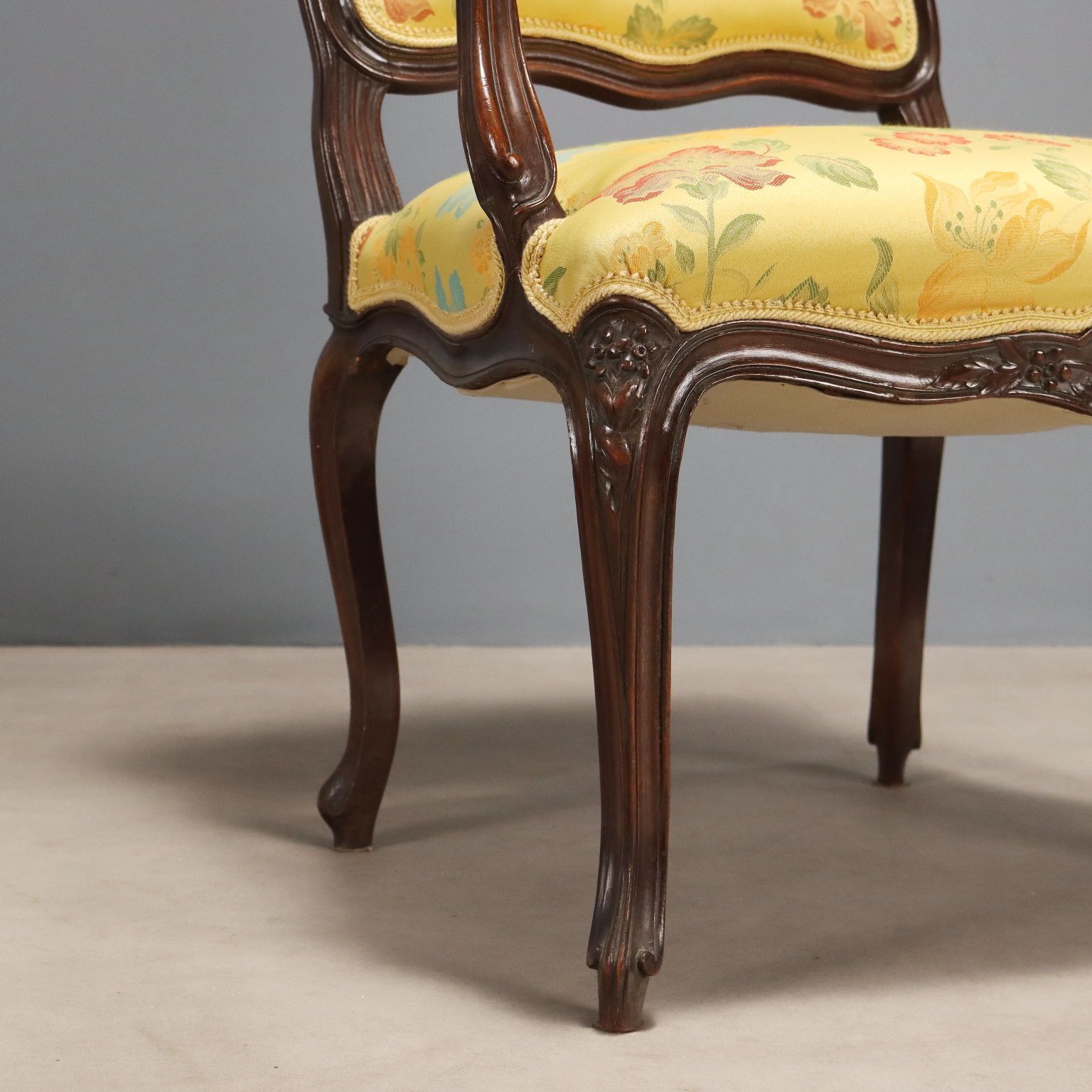 Armchairs Baroque Style Walnut Carvings XIX XX Century photo vintage