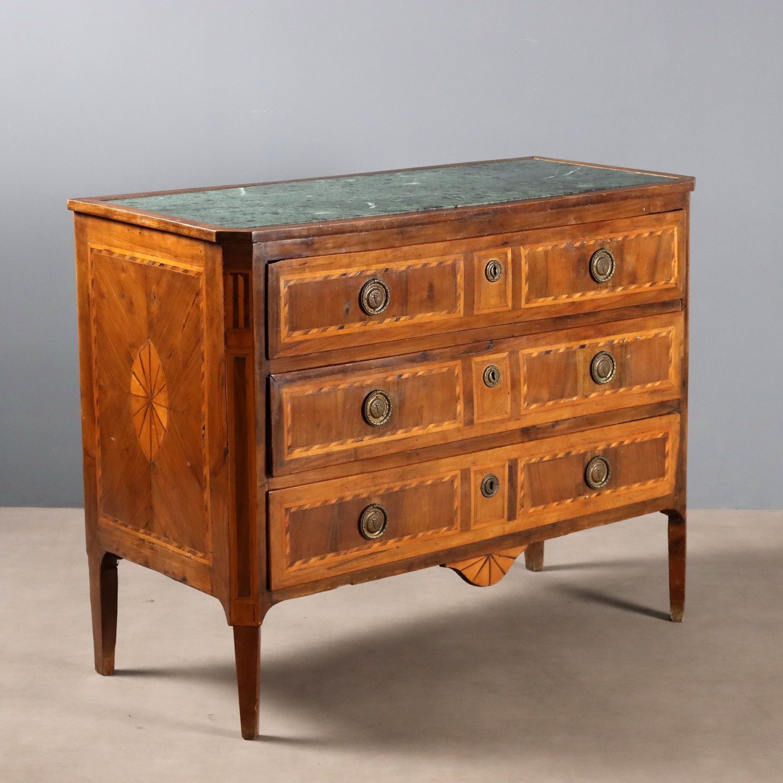 Chest Of Drawers Neoclassical Maple 3 Drawers XIX Century