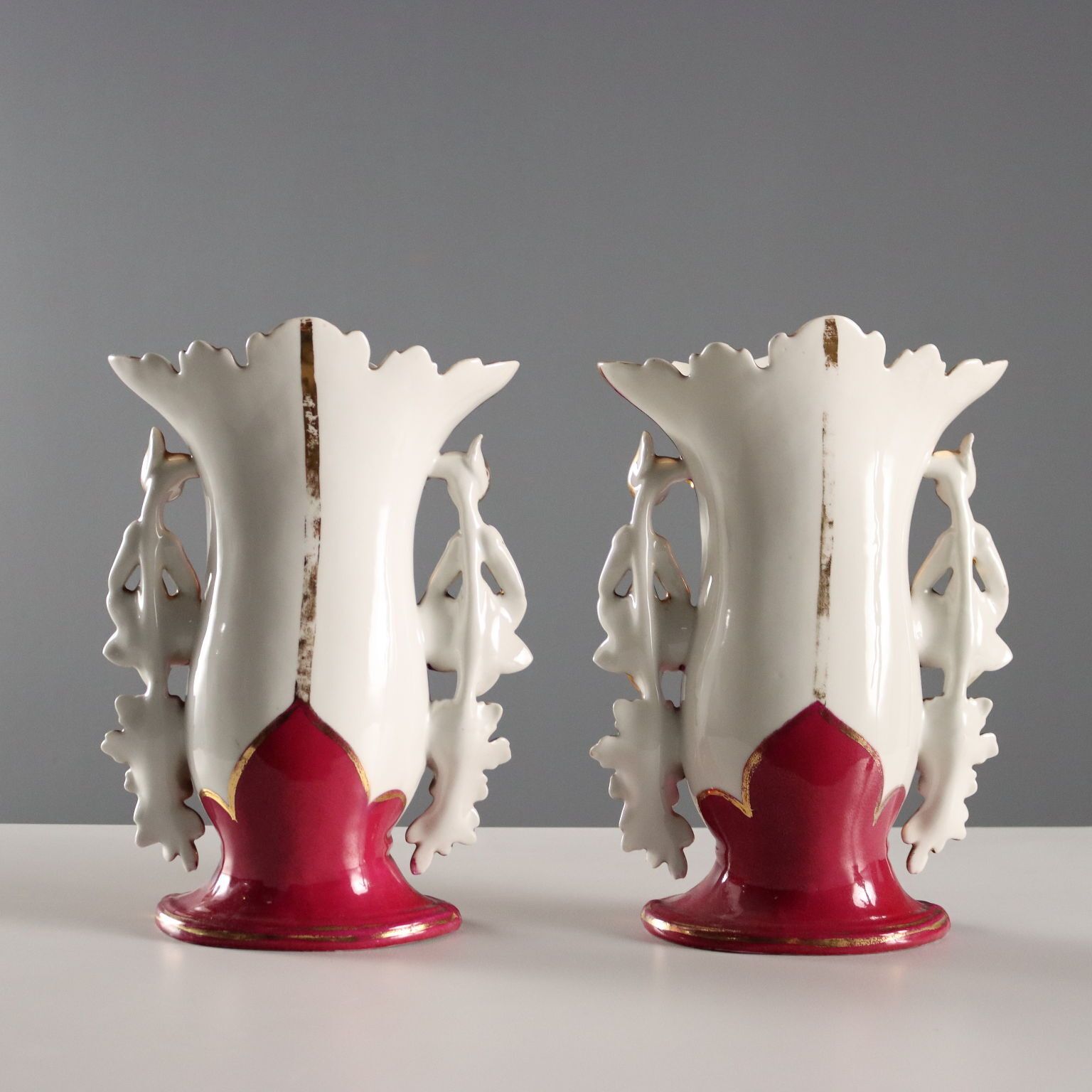 Antique Vases For Bouquets White Porcelain Europe XIX Century photo buy