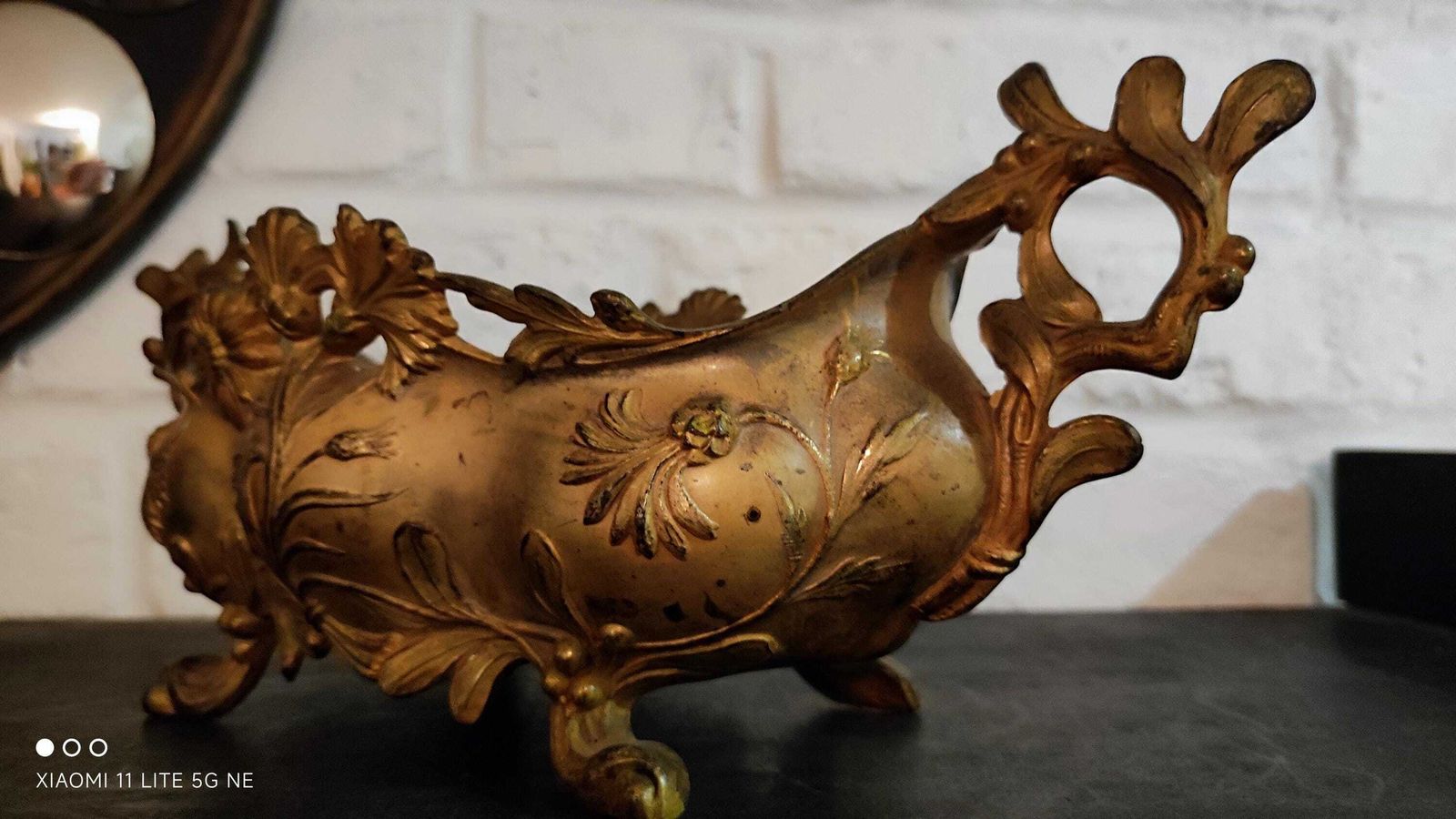 Antique French Jardinière In Rococo Style Centerpiece, Gilded Spelter Planter photo buy