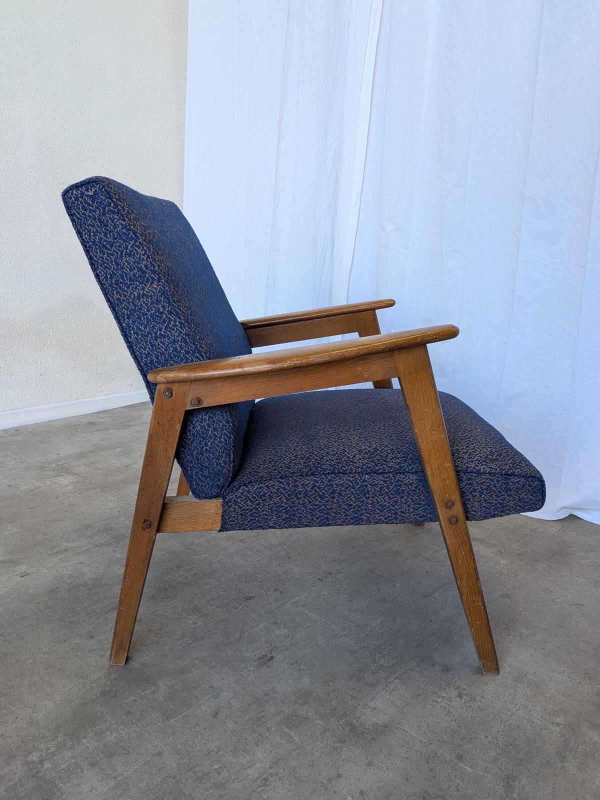 Vintage Royal Blue Armchair: Mid Century Modern Lounge Chair photo Furniture
