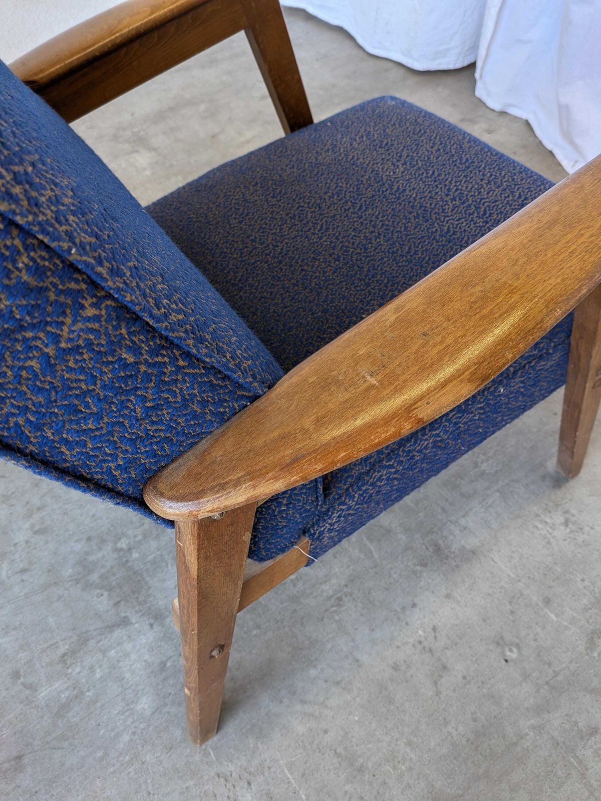 photo for sale Vintage Royal Blue Armchair: Mid Century Modern Lounge Chair