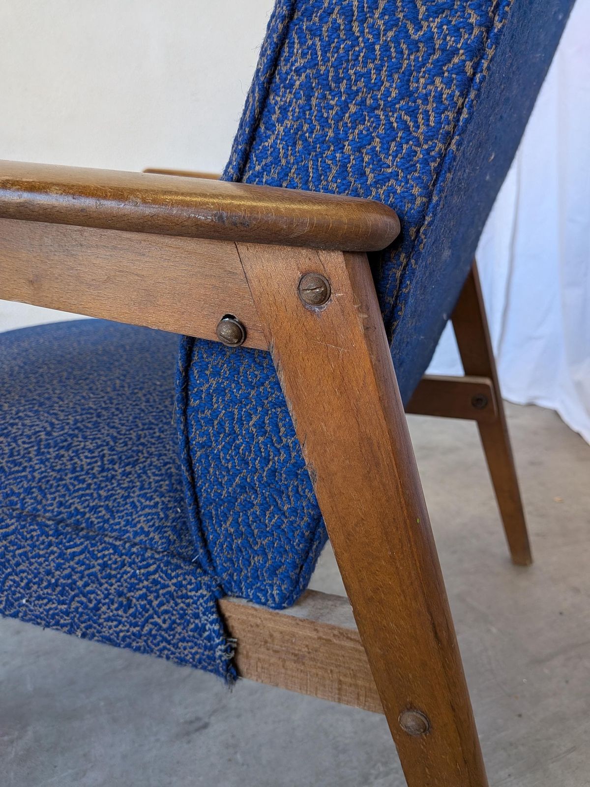 Furniture Vintage Royal Blue Armchair: Mid Century Modern Lounge Chair photo
