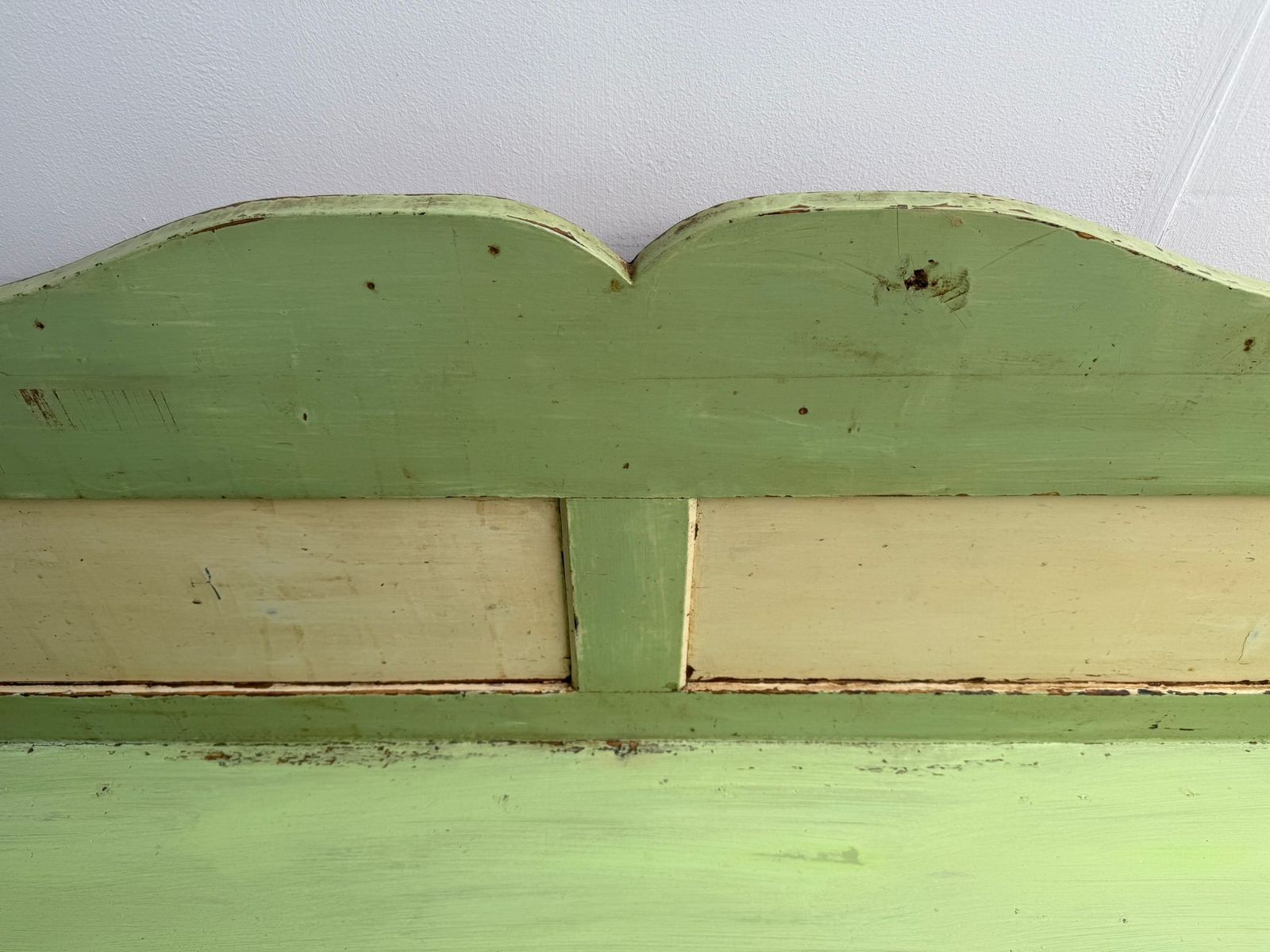 Genuine Victorian Pine Hungarian 3 Seater Painted Cream & Green Box Settle photo buy