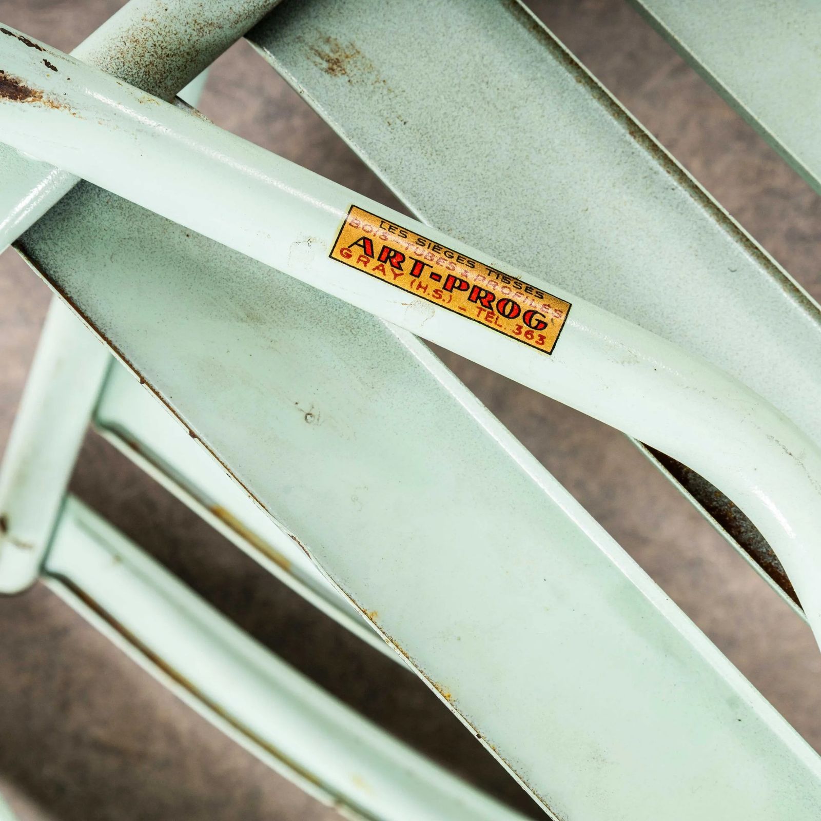 1950’s French Artprog Light Green Metal Stacking Outdoor Chairs photo buy