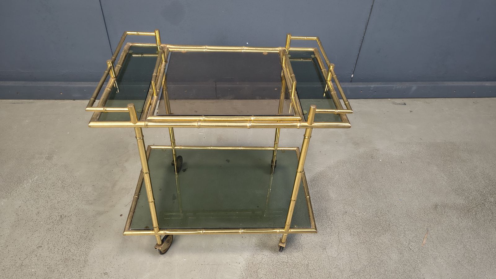 Vintage Brass Faux Bamboo Serving Cart, 1960s photo furniture