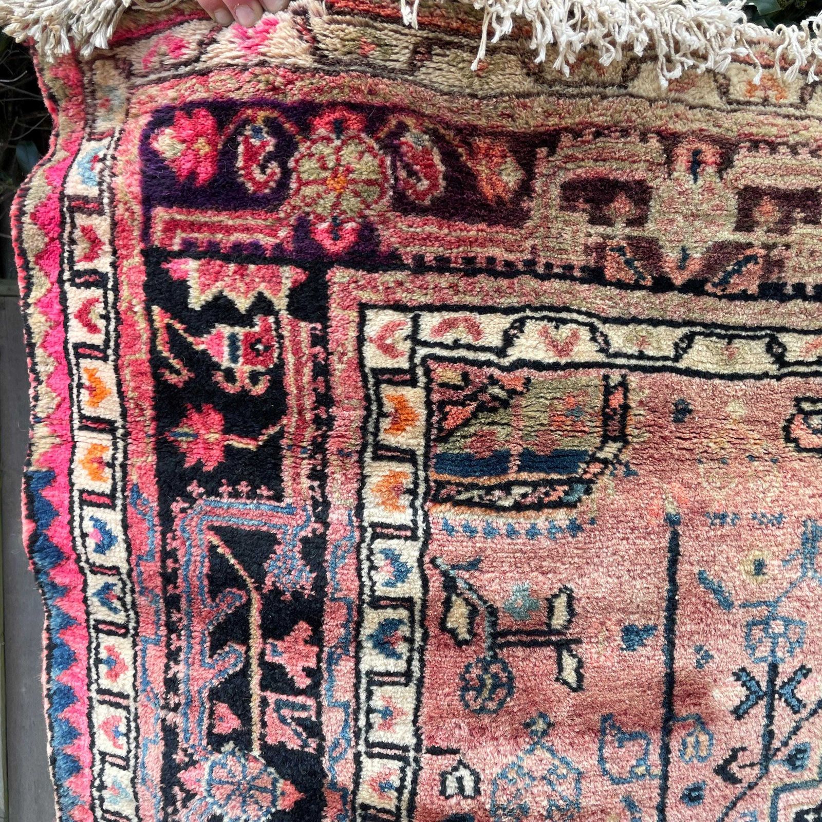 Large Red Tribal Rug Hand Knotted Hallway Area Carpet Middle Eastern Tribal Handwoven Geometric Tassels Living Room Hallway Boho photo Textiles