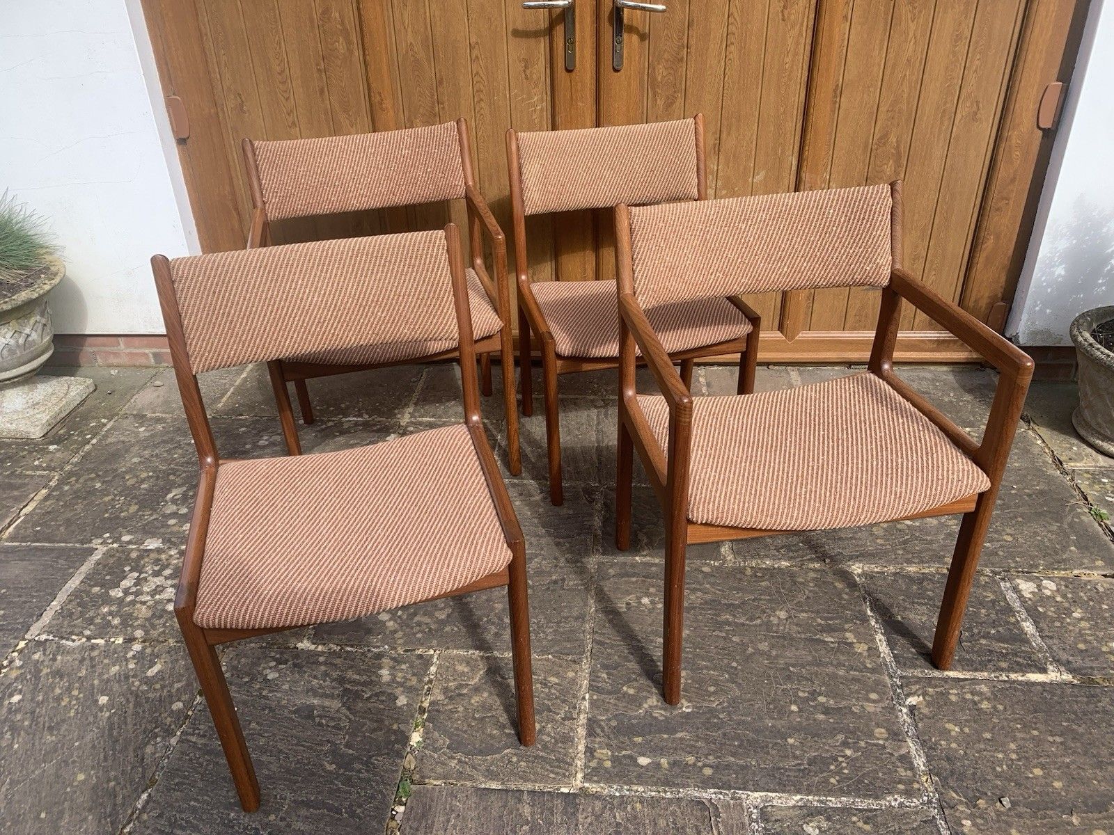 A Set Of Four Midcentury Chairs  Inc Two Carvers.