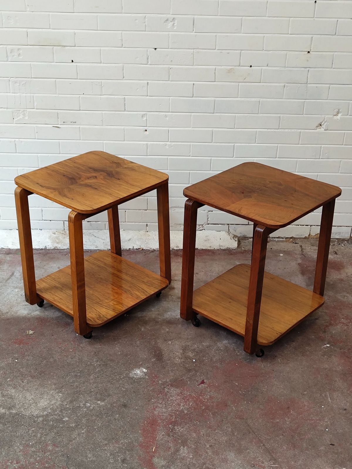 photo furniture Pair Of Burr Walnut Pure Art Deco Lamp Bedside Tables