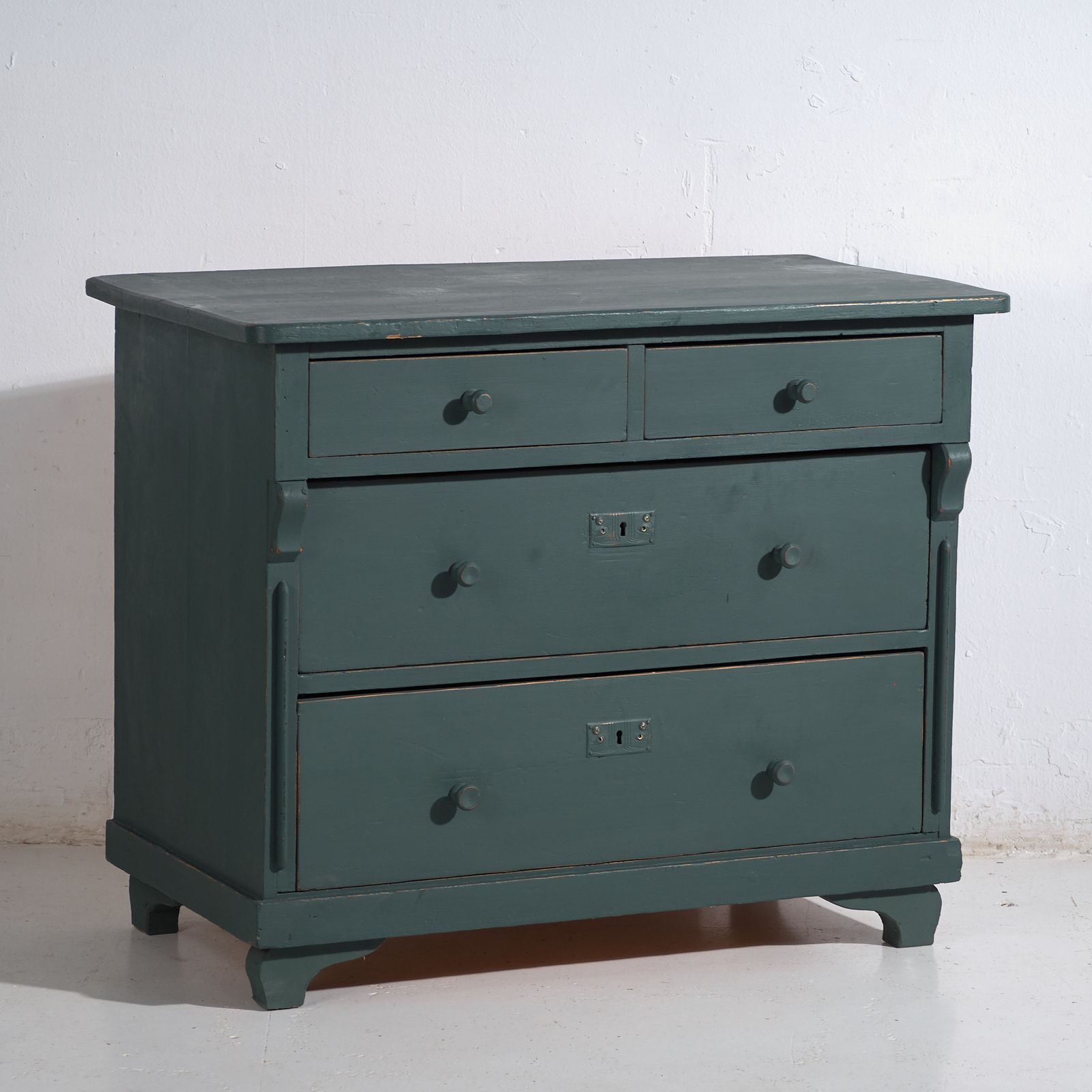 Antique Painted Pine Chest Of Drawers – Rustic European Green Dresser – Circa 1900 #4