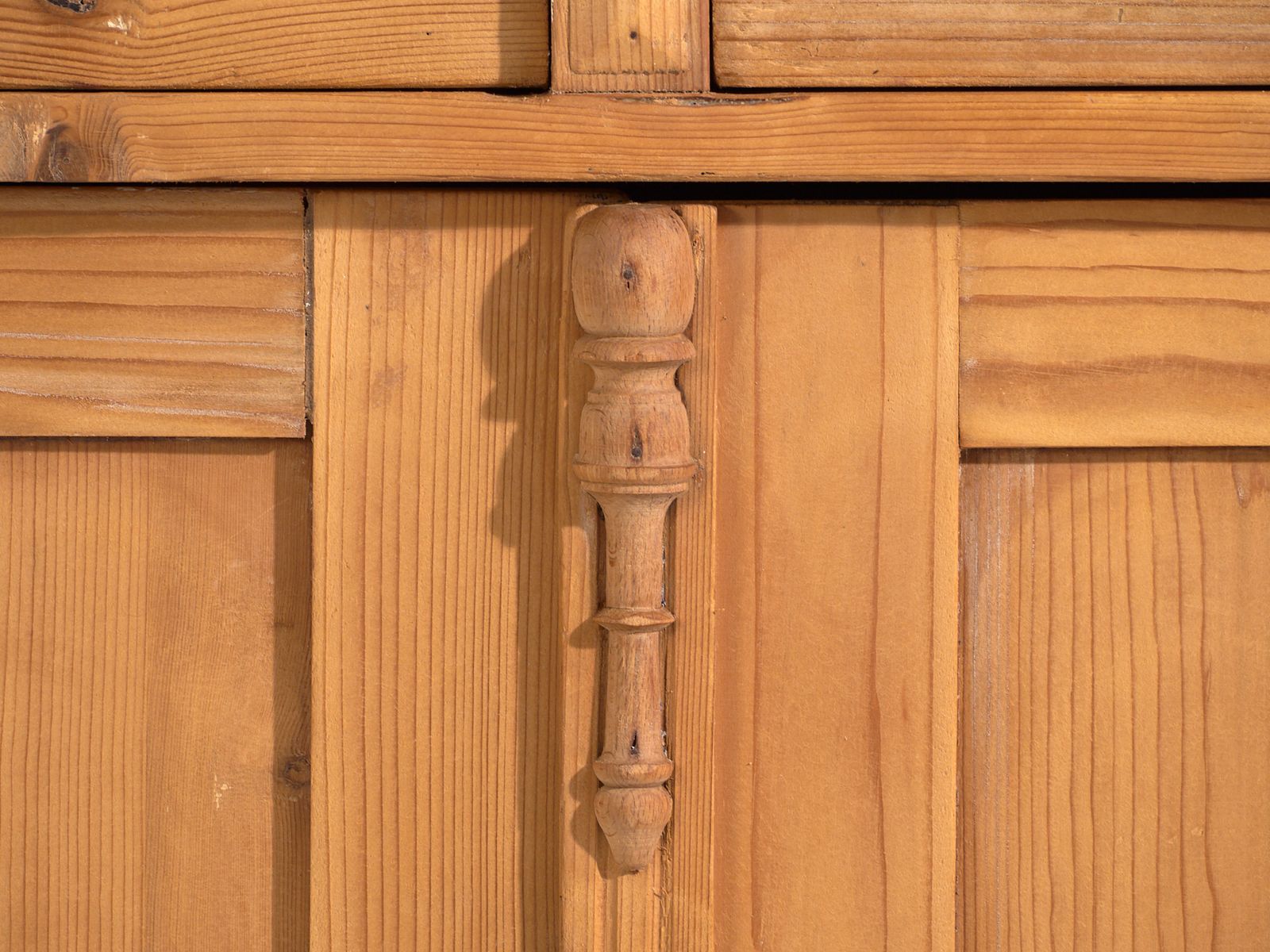 Furniture Antique Pine Kitchen Dresser – Rustic European Cupboard With Shelves – Circa 1940 photo
