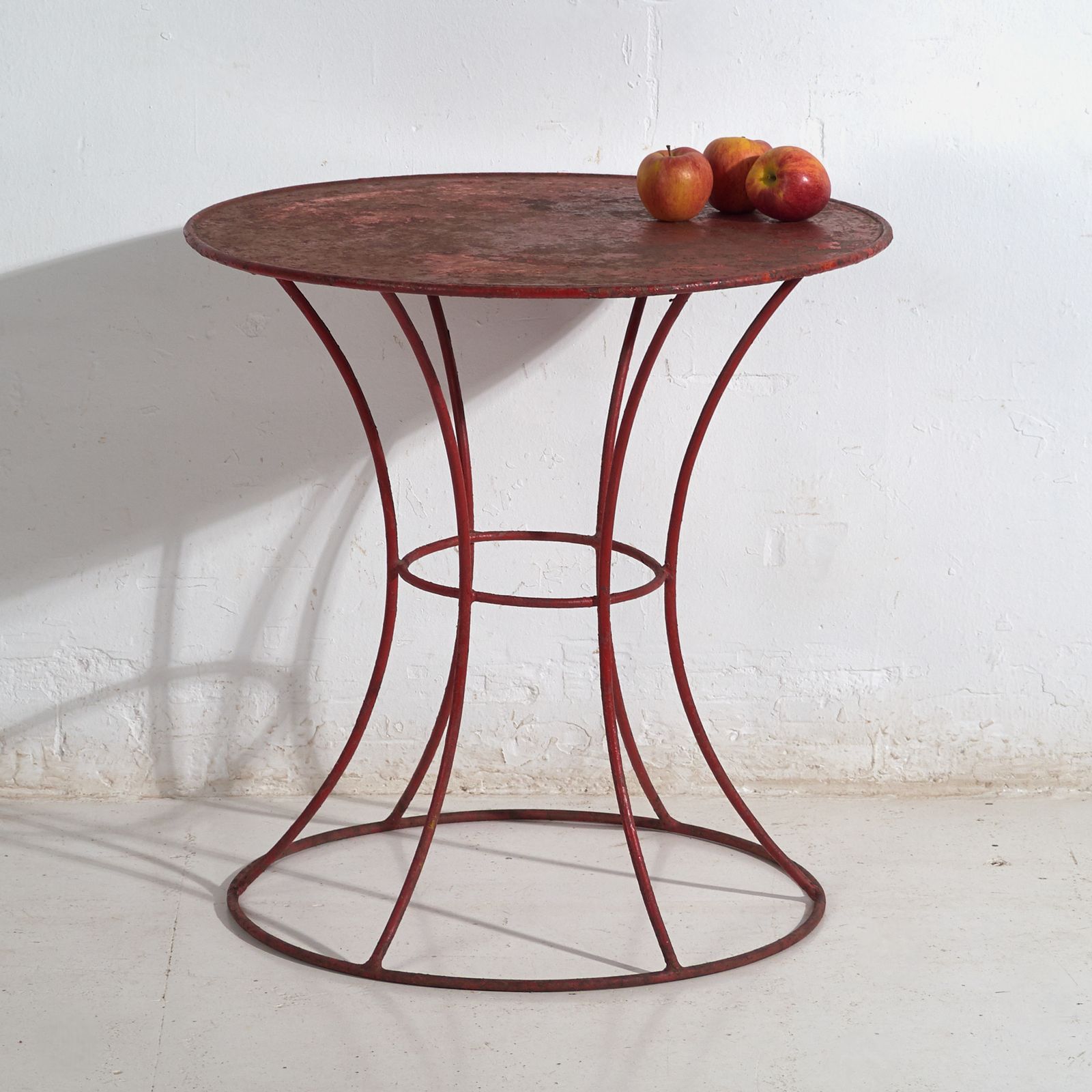 Antique Painted Metal Table – Round Industrial European Table – Circa 1920