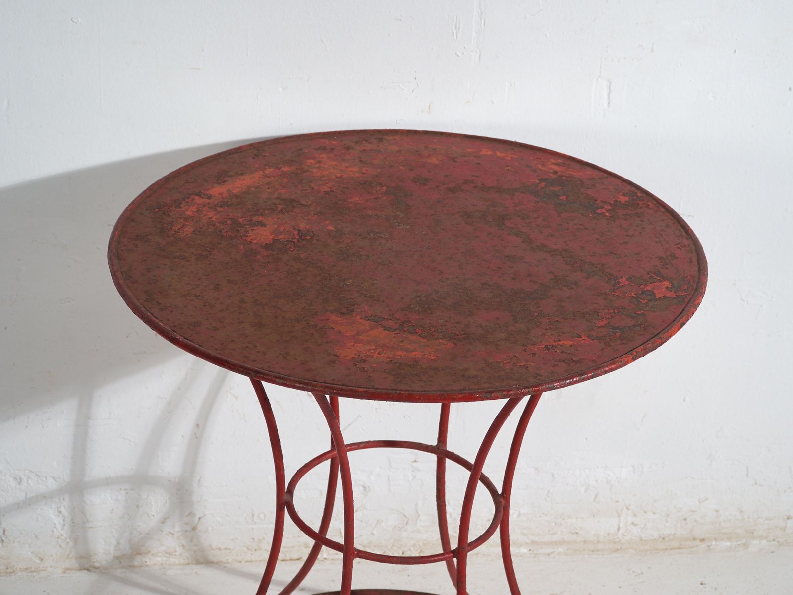 Antique Painted Metal Table – Round Industrial European Table – Circa 1920 photo for sale