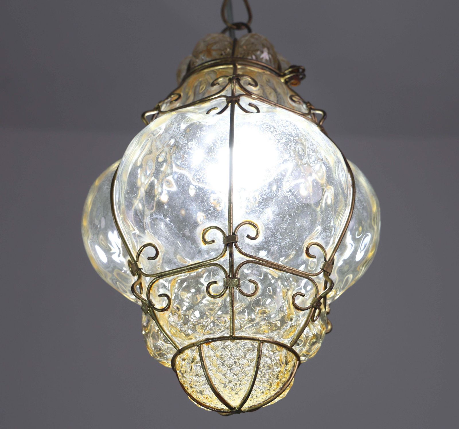 3165.0 Set Of 2 Wonderful Amber Vintage Venetian Lantern, Murano Glass, Italy, 1950s photo
