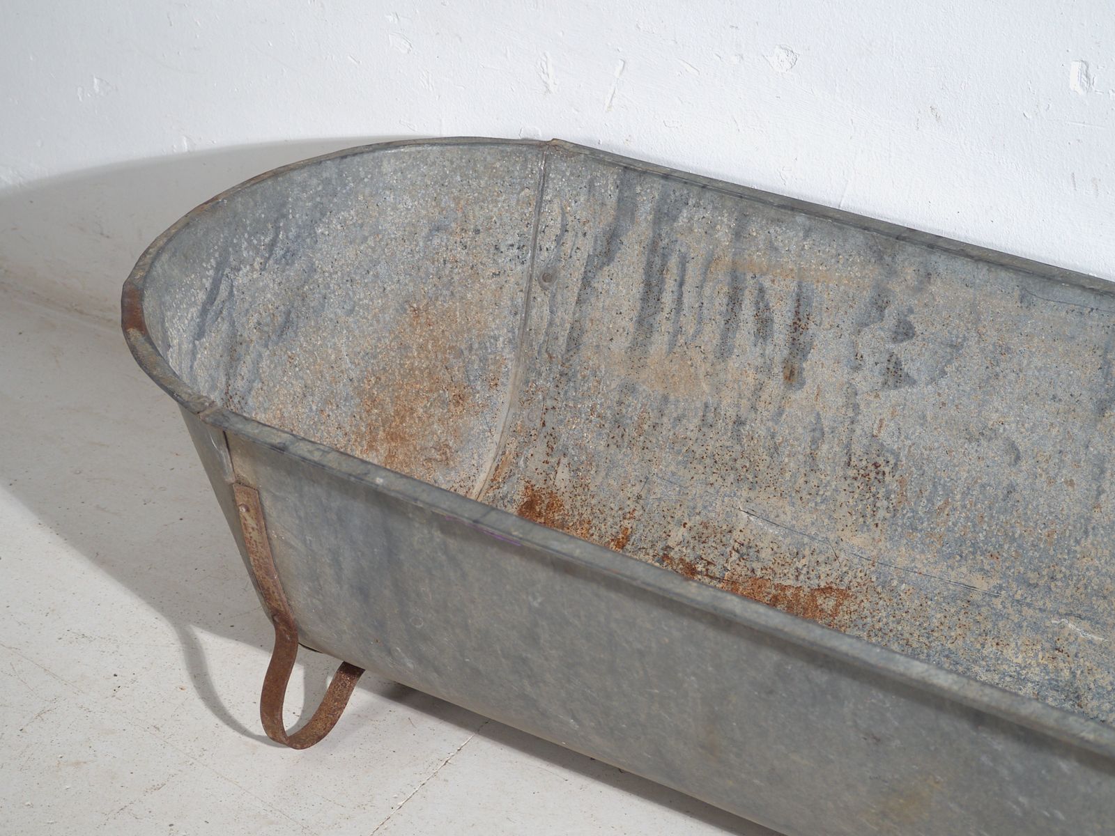 Antique Galvanized Zinc Bathtub – European Industrial Tub – Circa 1900 #6 photo 584.0
