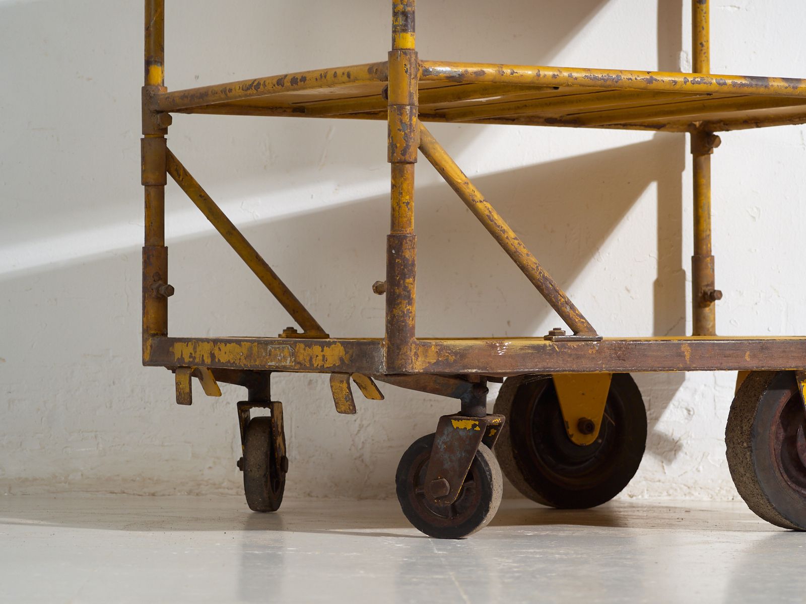 Industrial Yellow Metal Cart – Factory Trolley Europe – Circa 1950 photo furniture