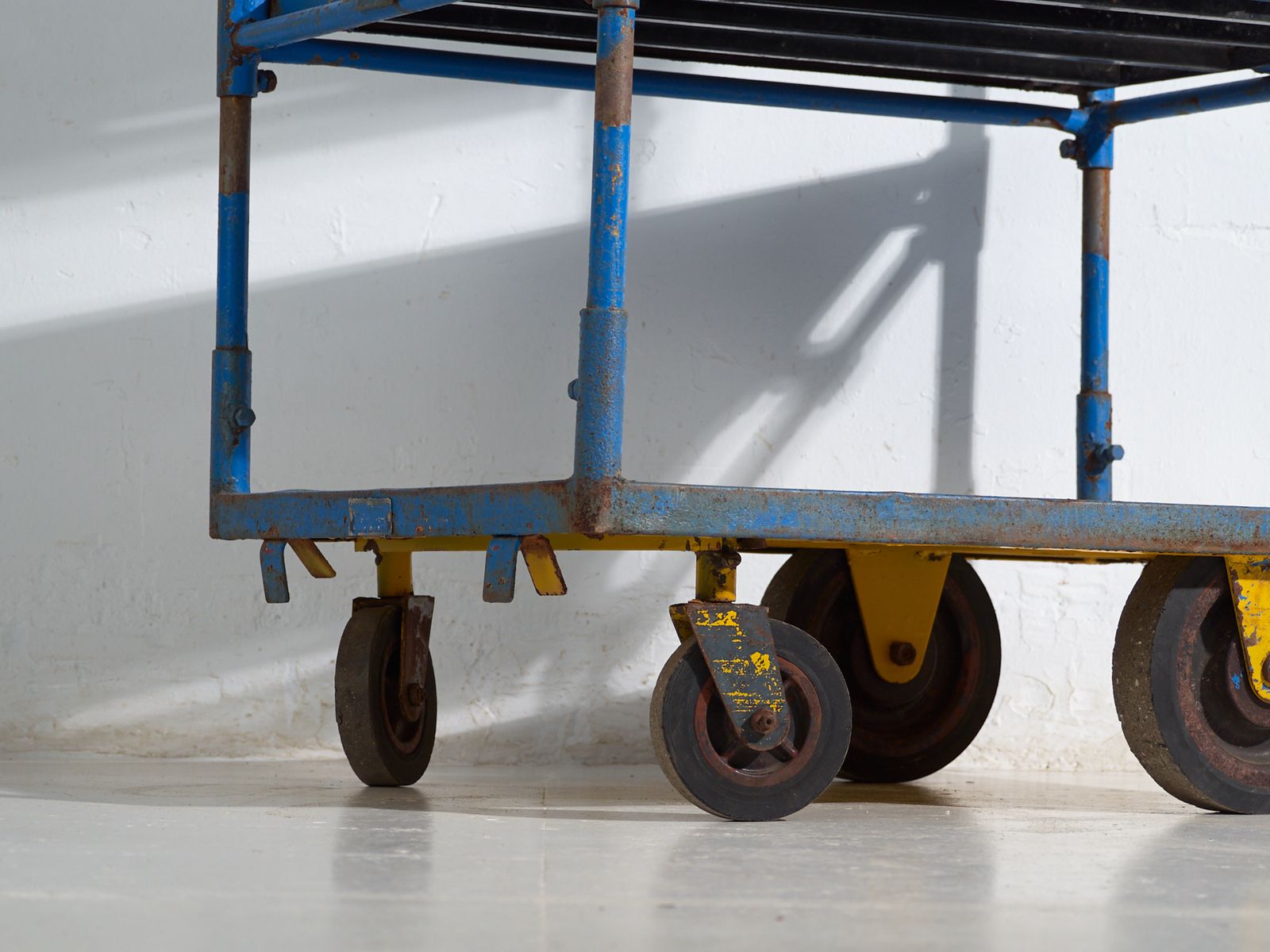Industrial Blue Metal Cart – Factory Trolley Europe – Circa 1950 #1 photo furniture