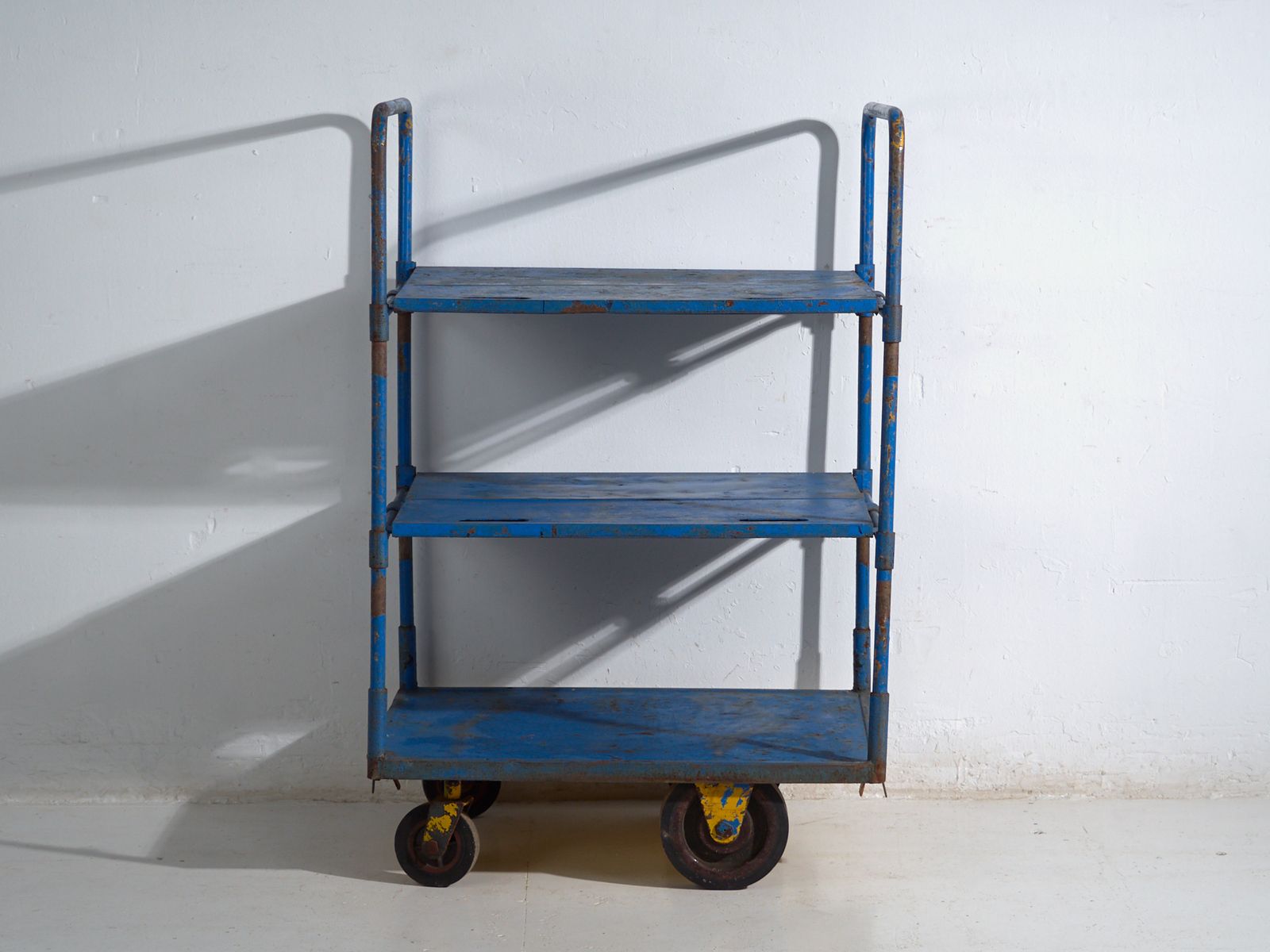 Industrial Blue Metal Cart – Factory Trolley Europe – Circa 1950 #1 photo vinterior