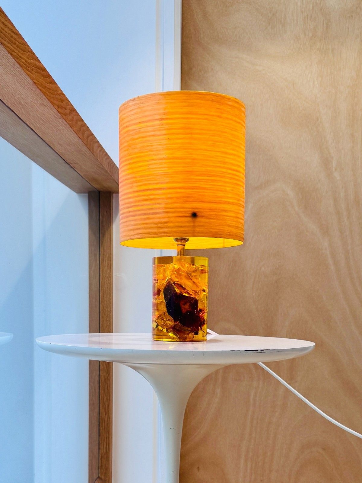 1960’s Amber Shattaline Lamp, Rewired & Pat Tested (Shade Not Included) photo for sale