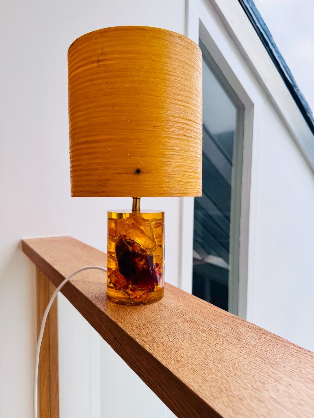 1960’s Amber Shattaline Lamp, Rewired & Pat Tested (Shade Not Included) photo 100.0